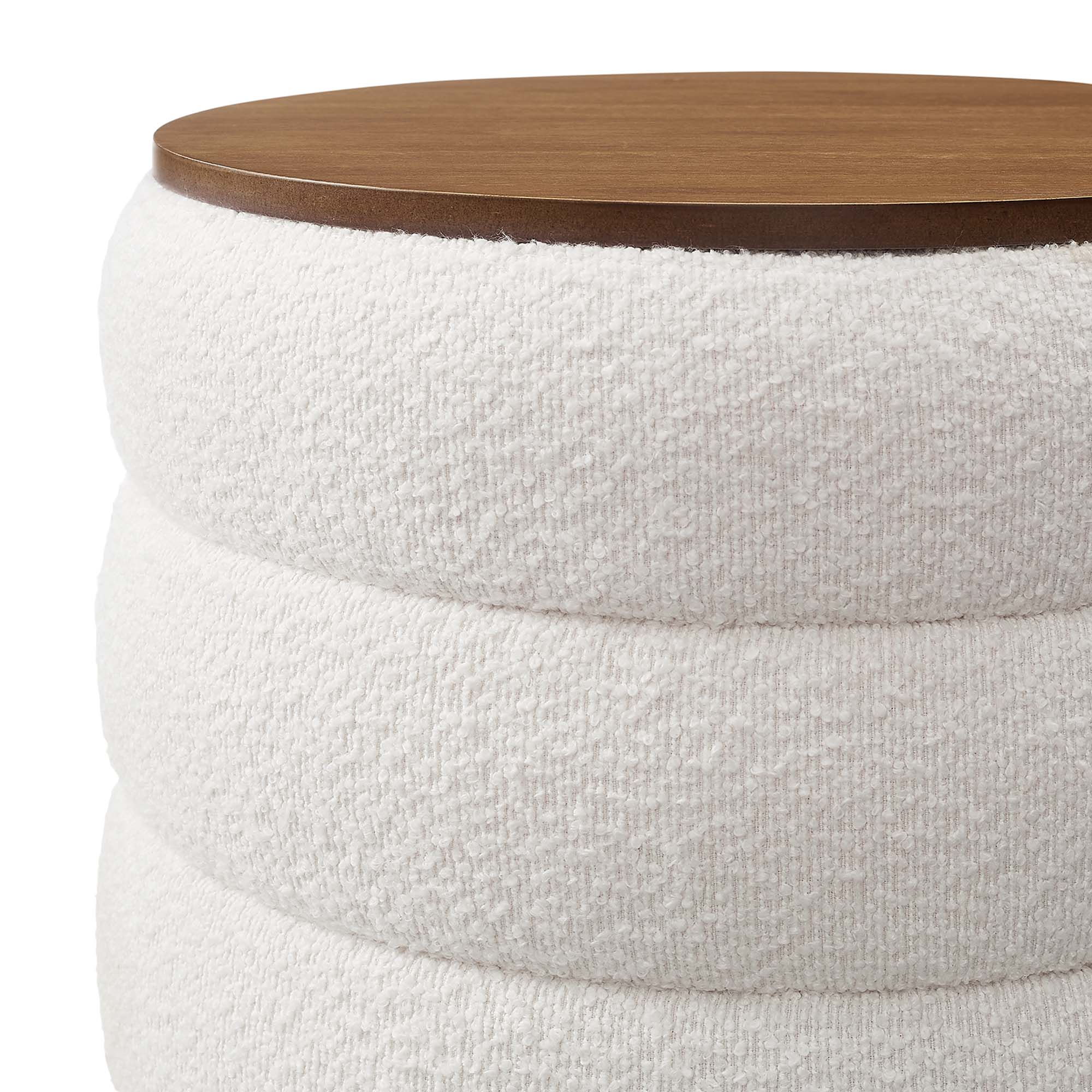 Mezzo Round Boucle Fabric Storage Ottoman by Modway - Image 5