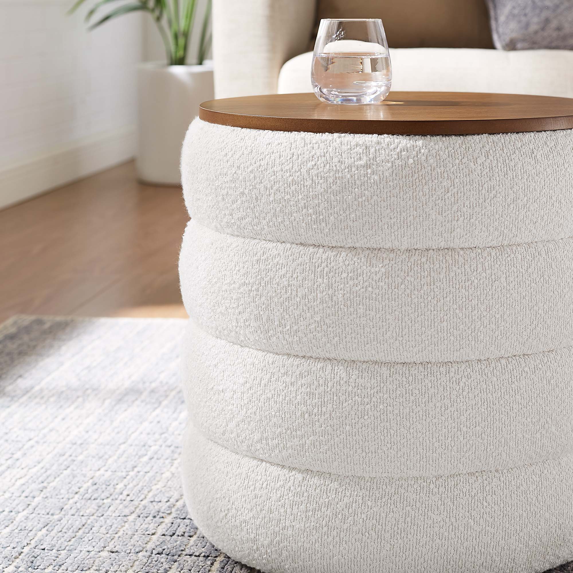 Mezzo Round Boucle Fabric Storage Ottoman by Modway - Image 6