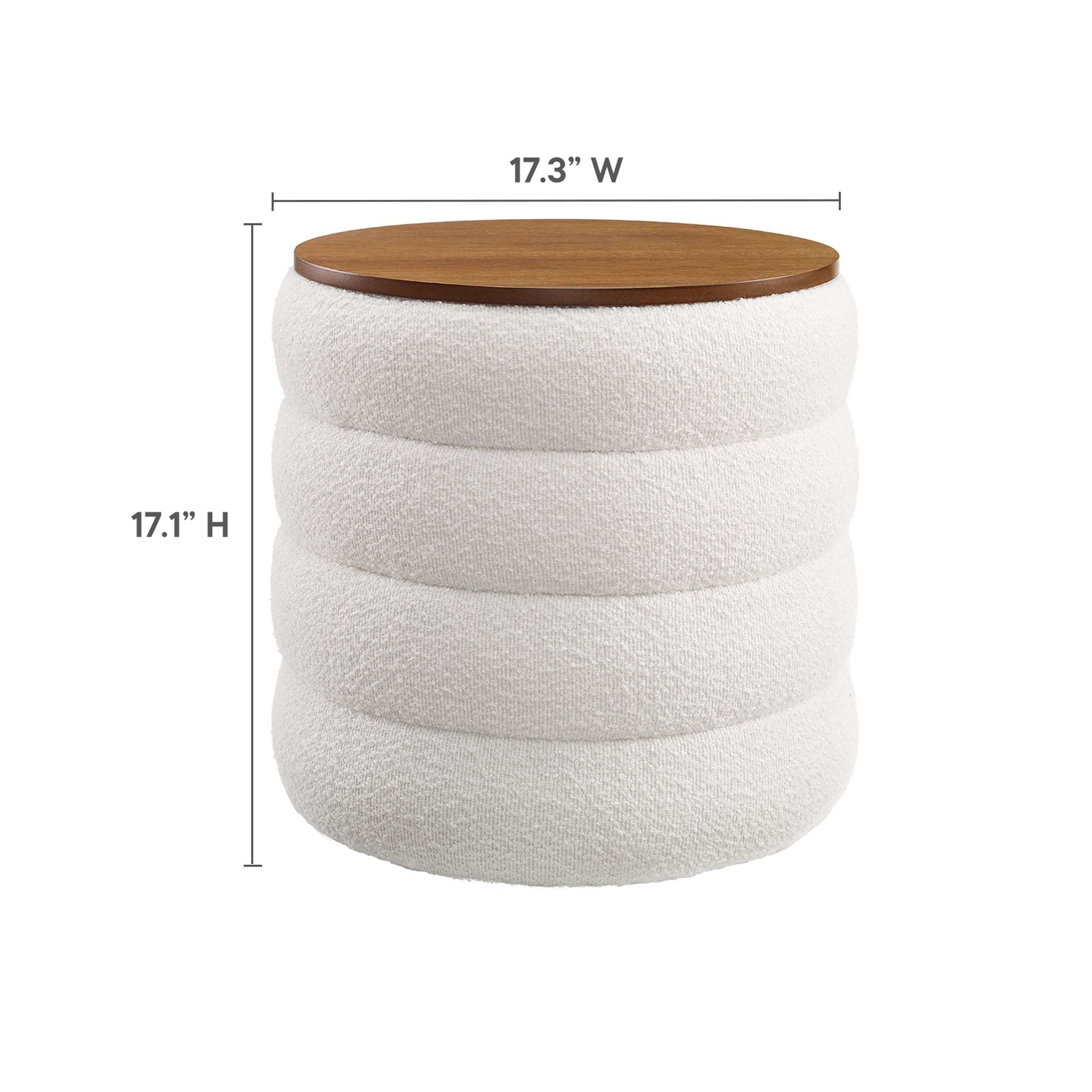 Mezzo Round Boucle Fabric Storage Ottoman by Modway - Image 8