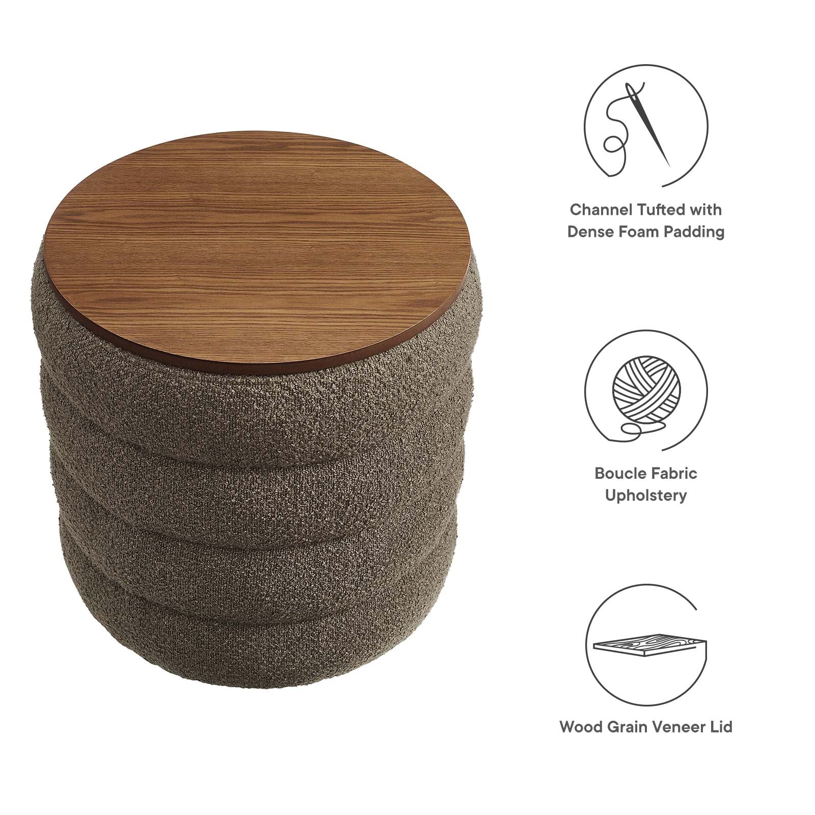 Mezzo Round Boucle Fabric Storage Ottoman By Modway - EEI-6685 - Image 7
