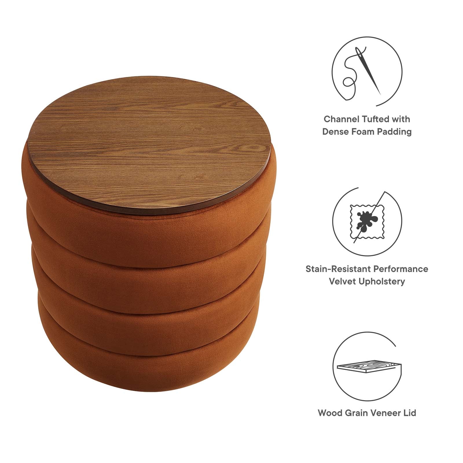 Mezzo Round Performance Velvet Storage Ottoman By Modway - EEI-6684 - Image 14