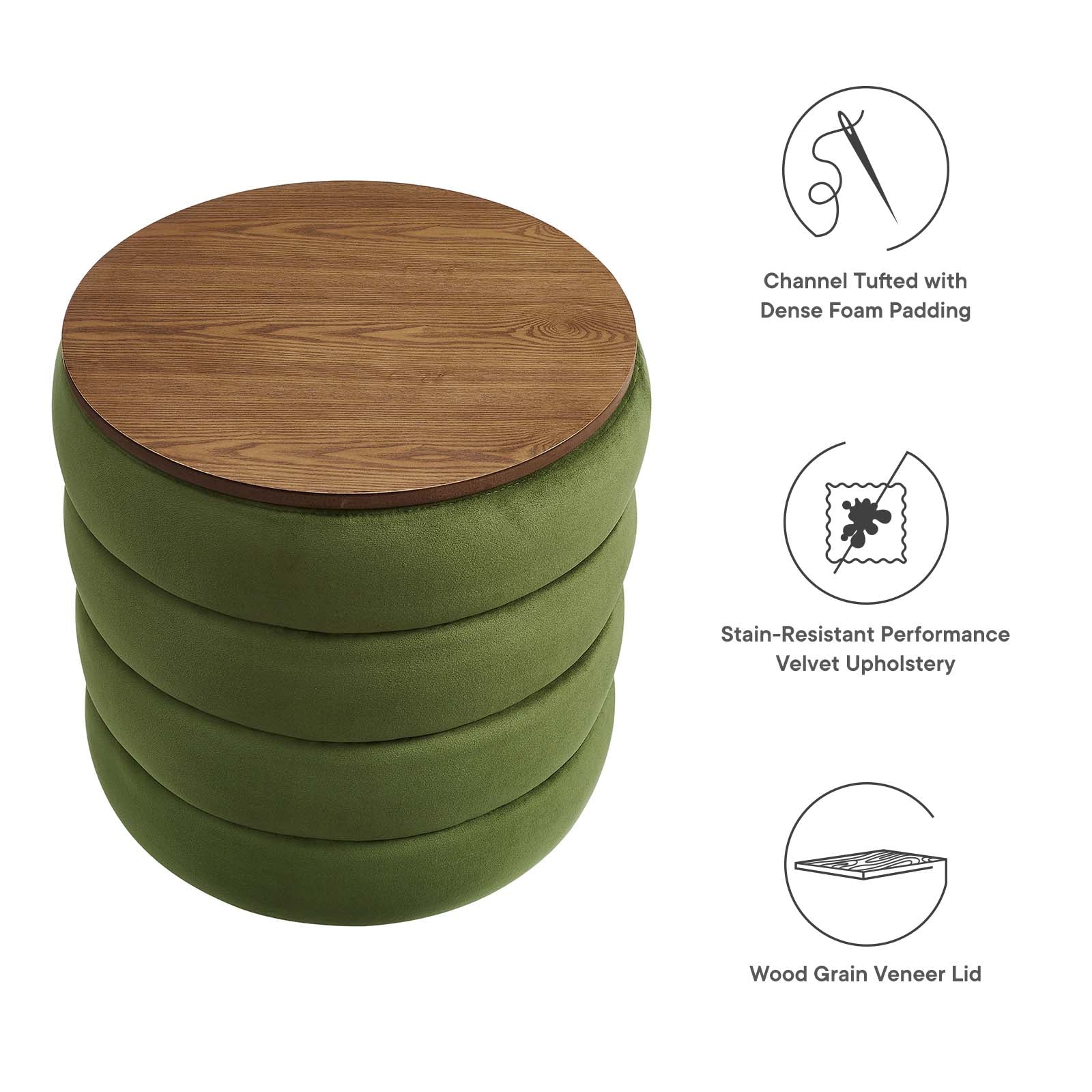 Mezzo Round Performance Velvet Storage Ottoman By Modway - EEI-6684 - Image 7