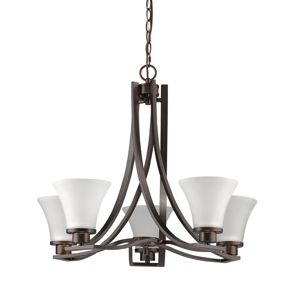 Mia 5-Light Oil-Rubbed Bronze Chandelier With Etched Glass Shades By Homeroots - Image 2