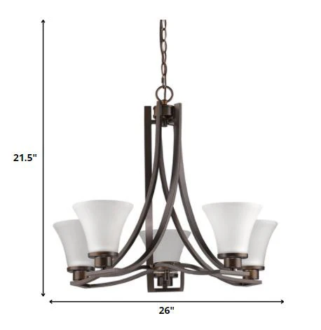 Mia 5-Light Oil-Rubbed Bronze Chandelier With Etched Glass Shades By Homeroots - Image 5