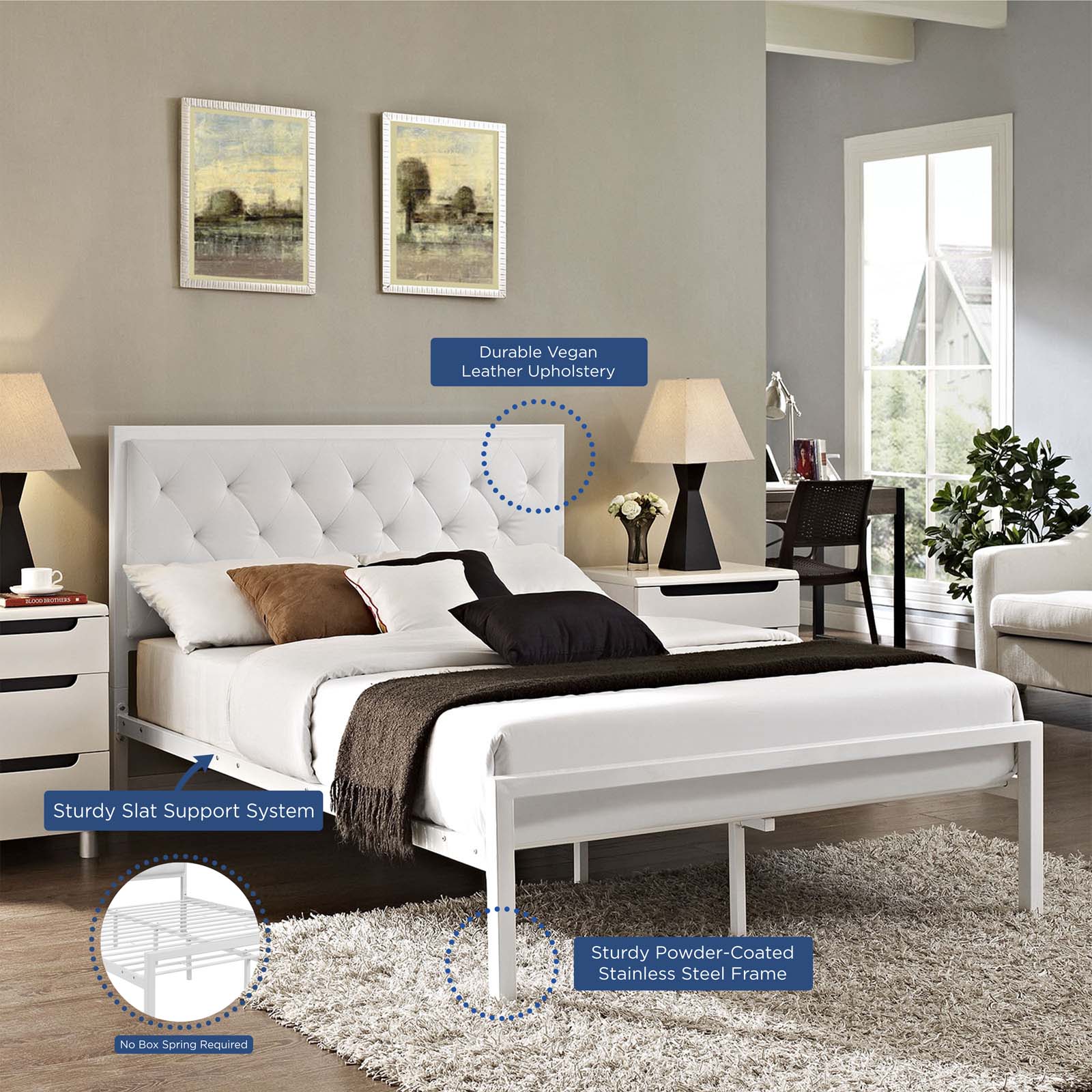 Mia Full Vinyl Bed By Modway - MOD-5181 - Image 7