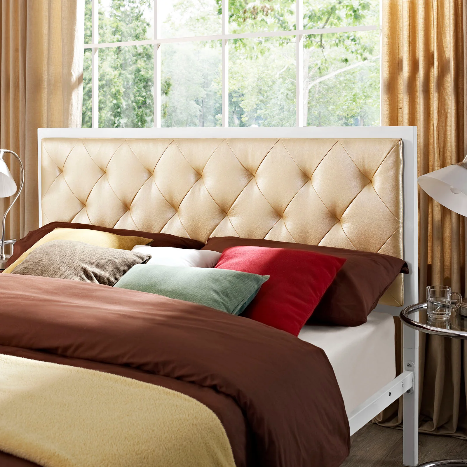 Mia Vinyl Queen Bed by Modway - Image 7