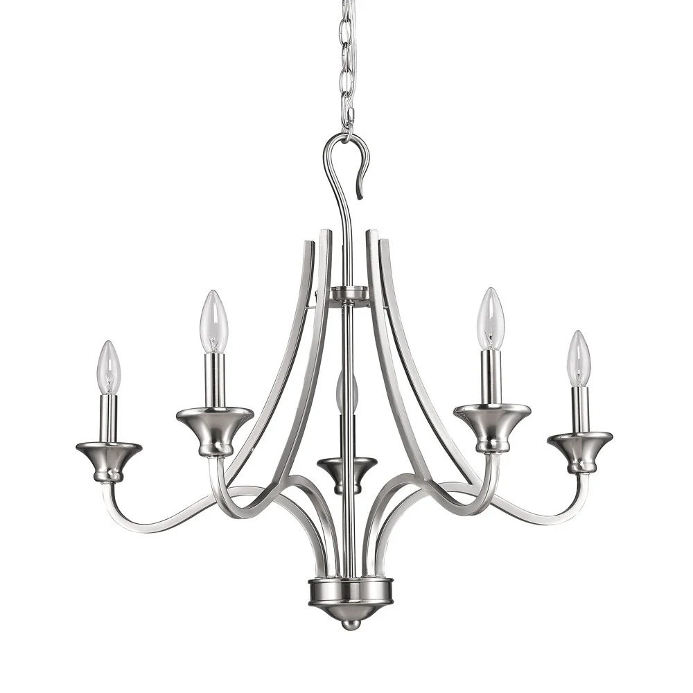 Michelle 5-Light Satin Nickel Chandelier By Homeroots - Image 2