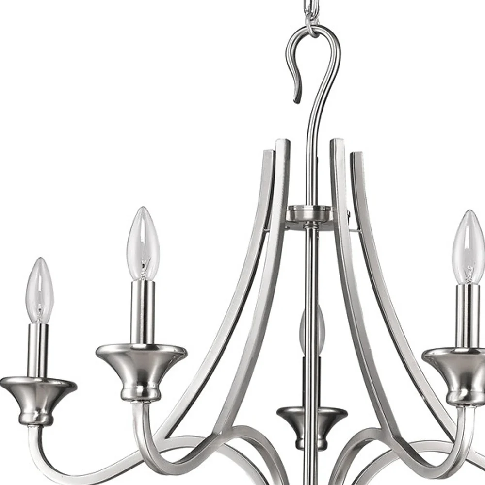Michelle 5-Light Satin Nickel Chandelier By Homeroots - Image 3
