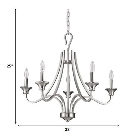 Michelle 5-Light Satin Nickel Chandelier By Homeroots - Image 5