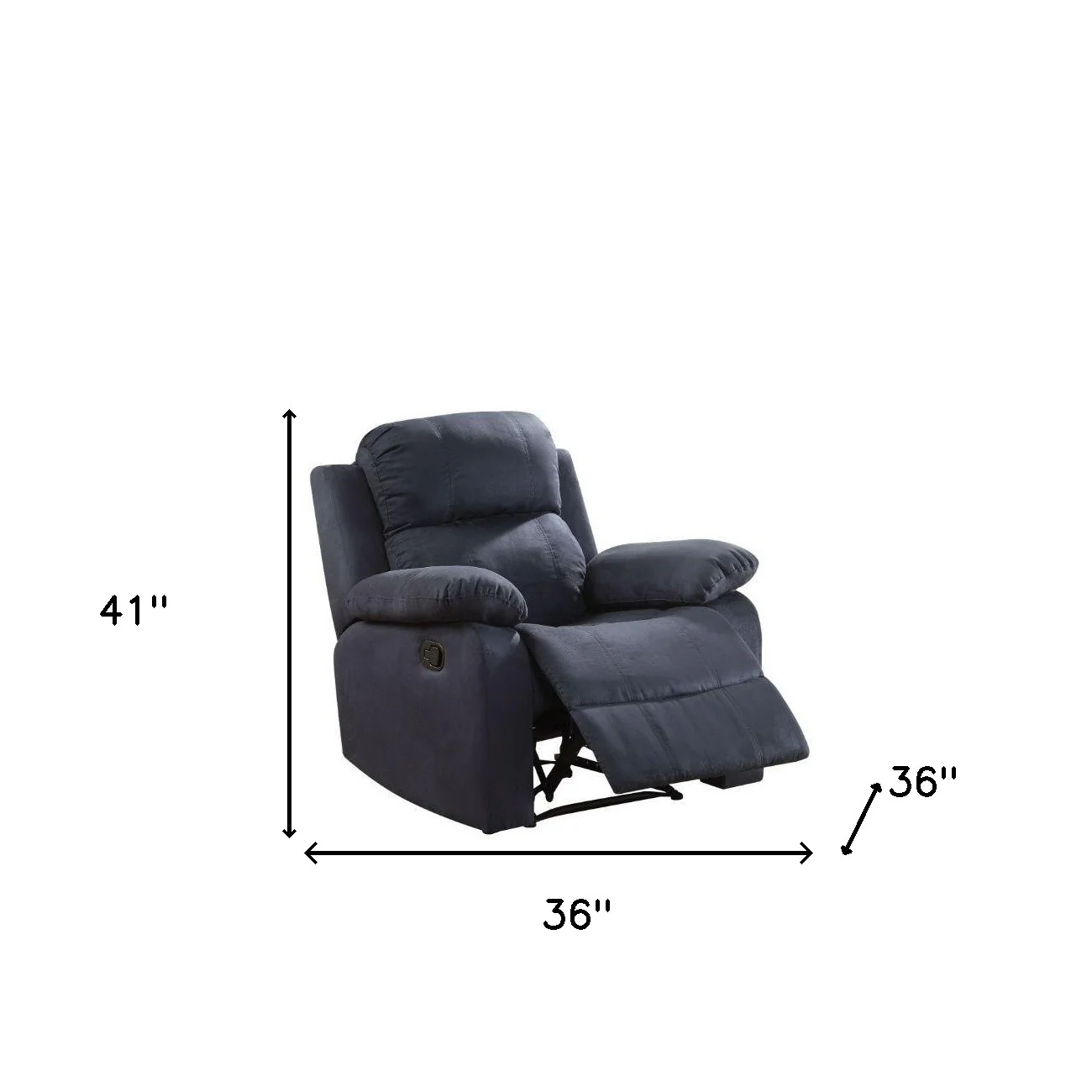 Microfiber Motion Recliner Chair in Blue By Homeroots - Image 4