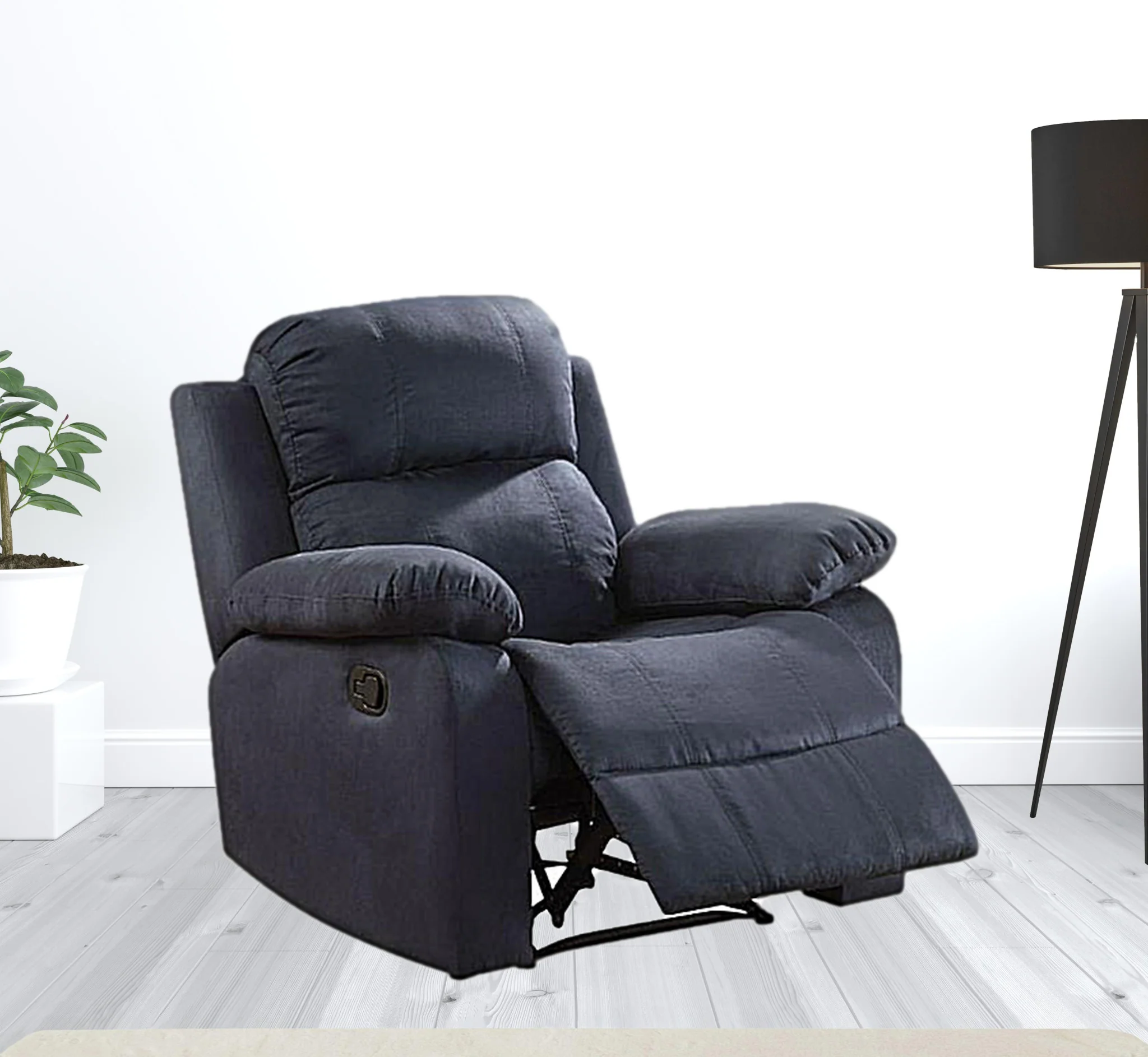 Microfiber Motion Recliner Chair in Blue By Homeroots - Image 6