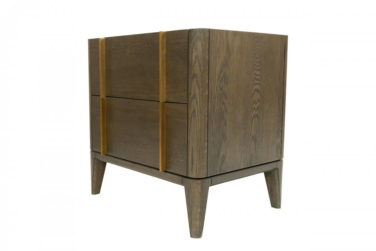 Mid Century Dark Brown And White Faux Marble With Two Drawers By Homeroots - Image 2