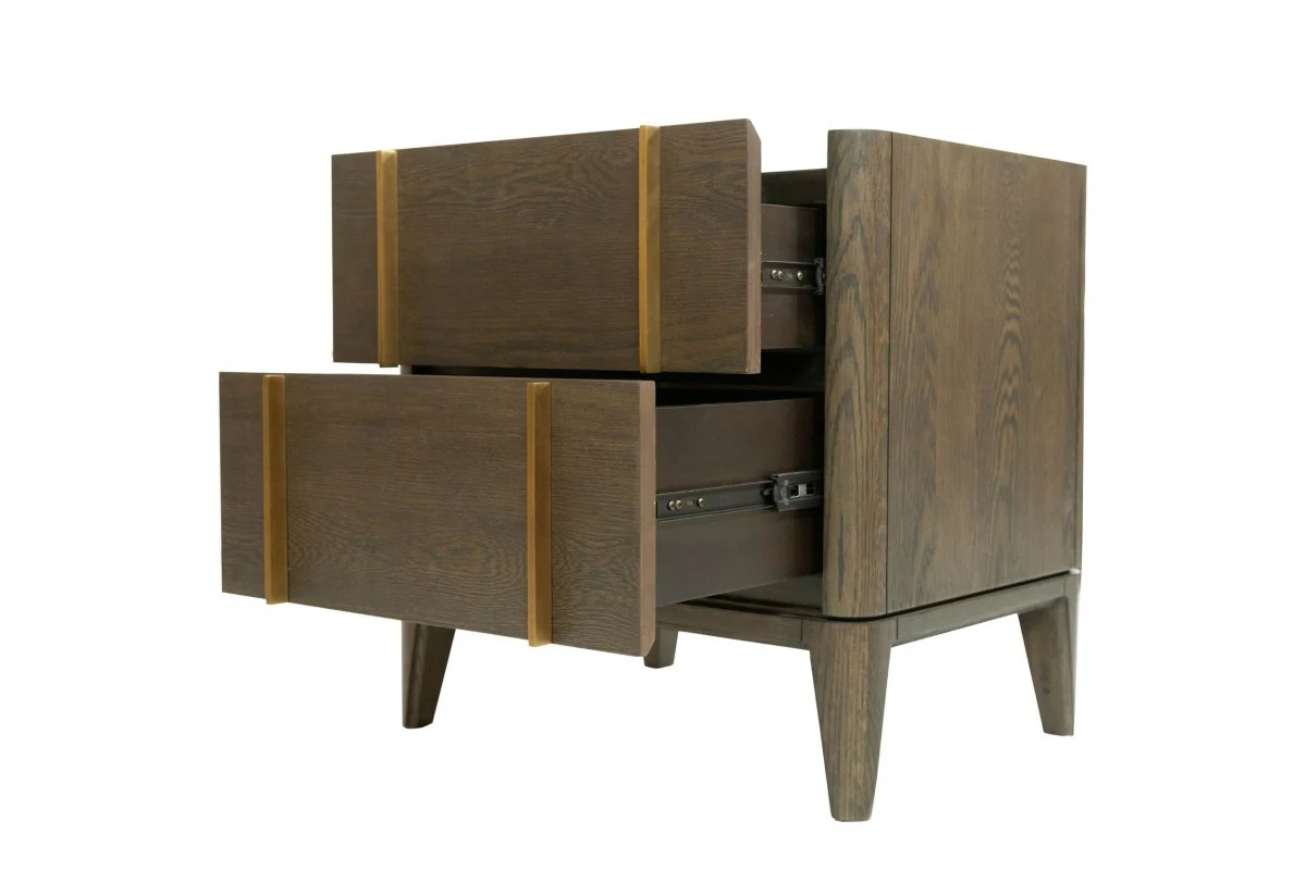 Mid Century Dark Brown And White Faux Marble With Two Drawers By Homeroots - Image 5