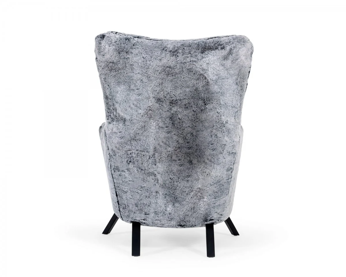 Mid Century Glam Grey Faux Fur Accent Chair By Homeroots - Image 4