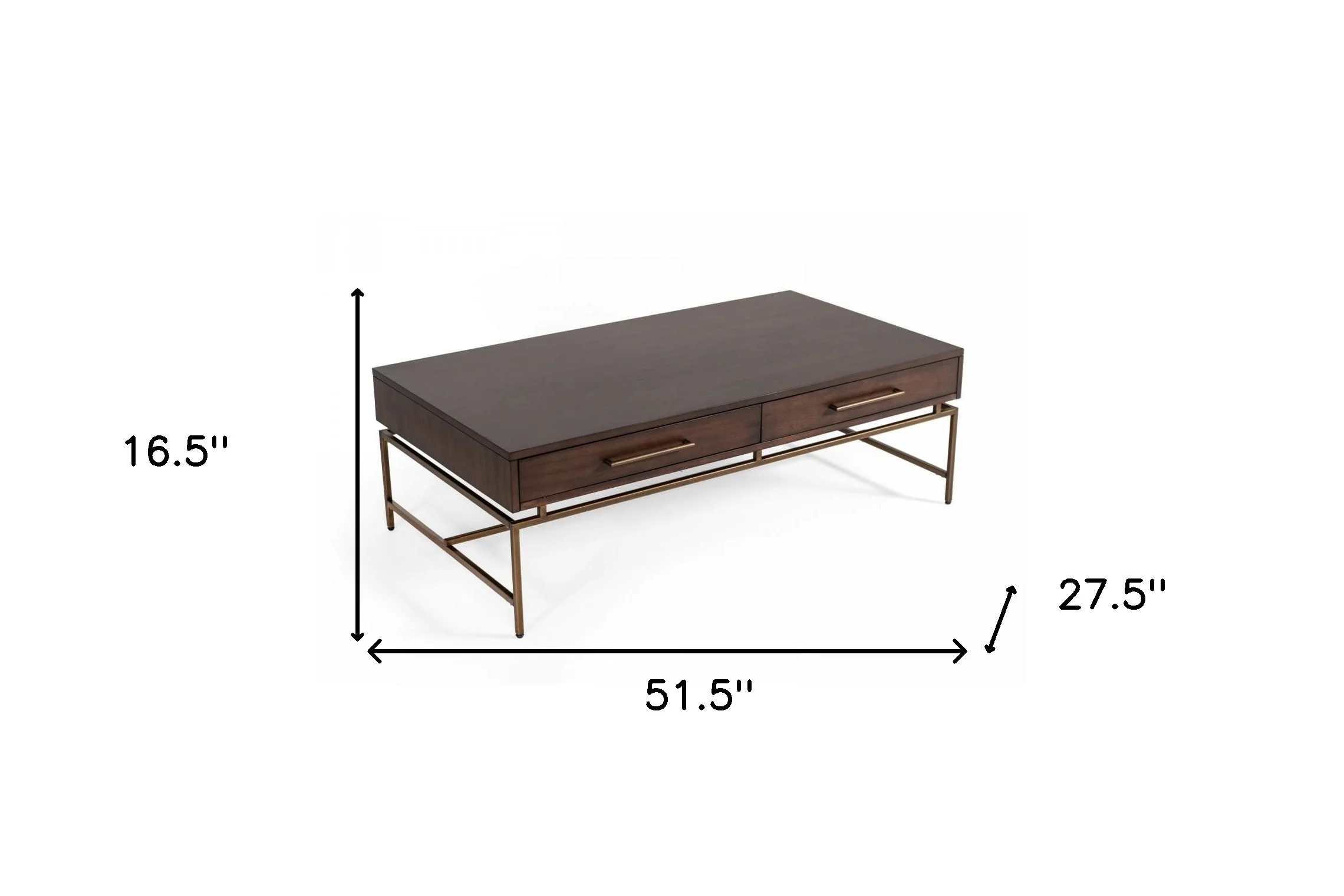 Mid Century Modern Acacia and Brass Coffee Table By Homeroots - Image 7