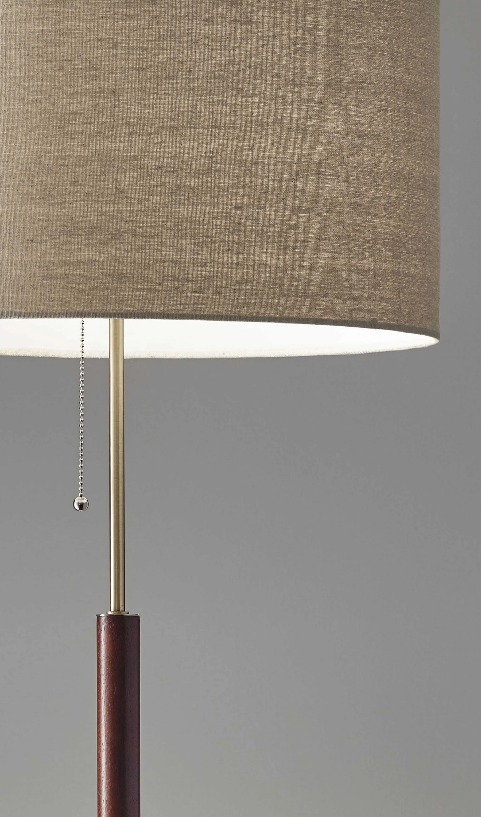 Mid-Century Modern Floor Lamp with Antique Brass and Walnut Wood Accents By Homeroots - Image 2