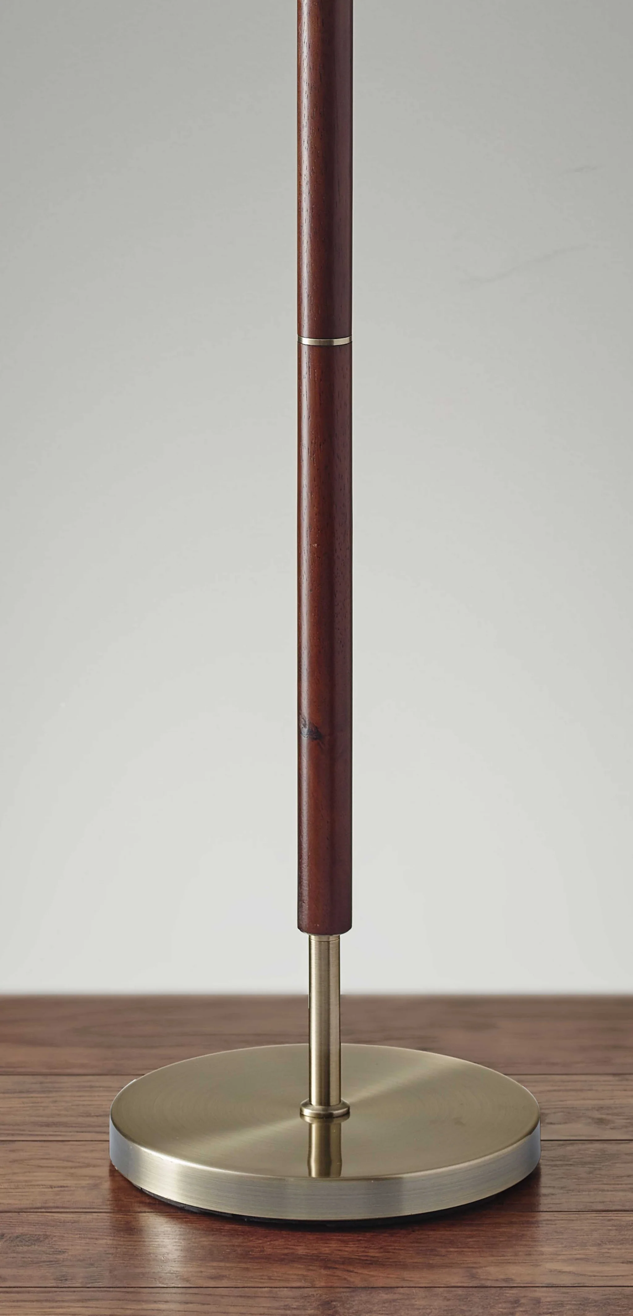 Mid-Century Modern Floor Lamp with Antique Brass and Walnut Wood Accents By Homeroots - Image 3