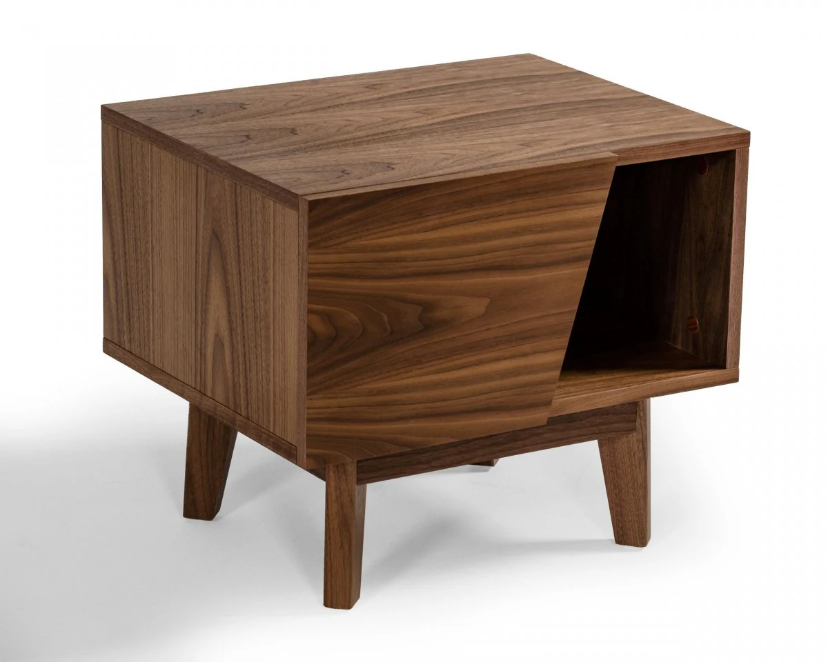 Mid Century Walnut Light Brown Nightstand With One Drawer And One Shelf By Homeroots - Image 2