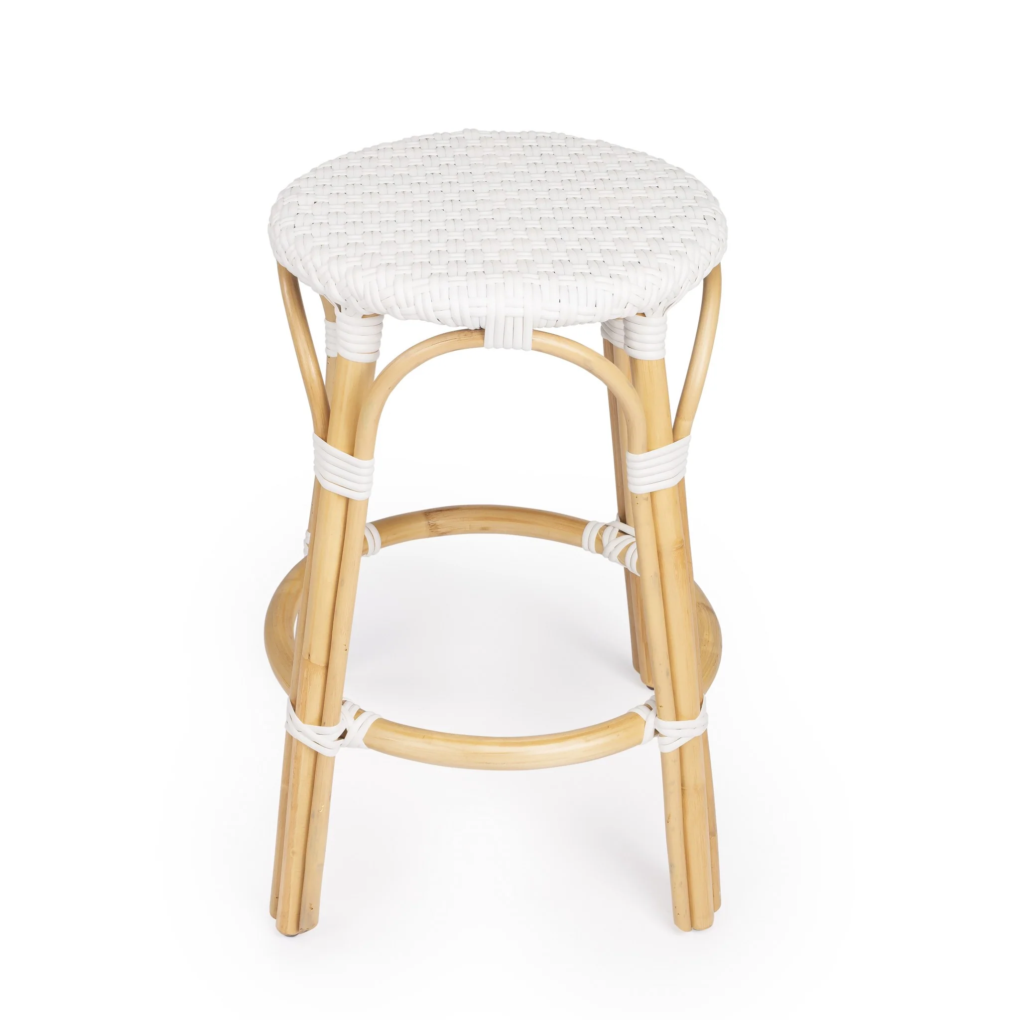 Midnight Blue And White Rattan Counter Stool By Homeroots - Image 19