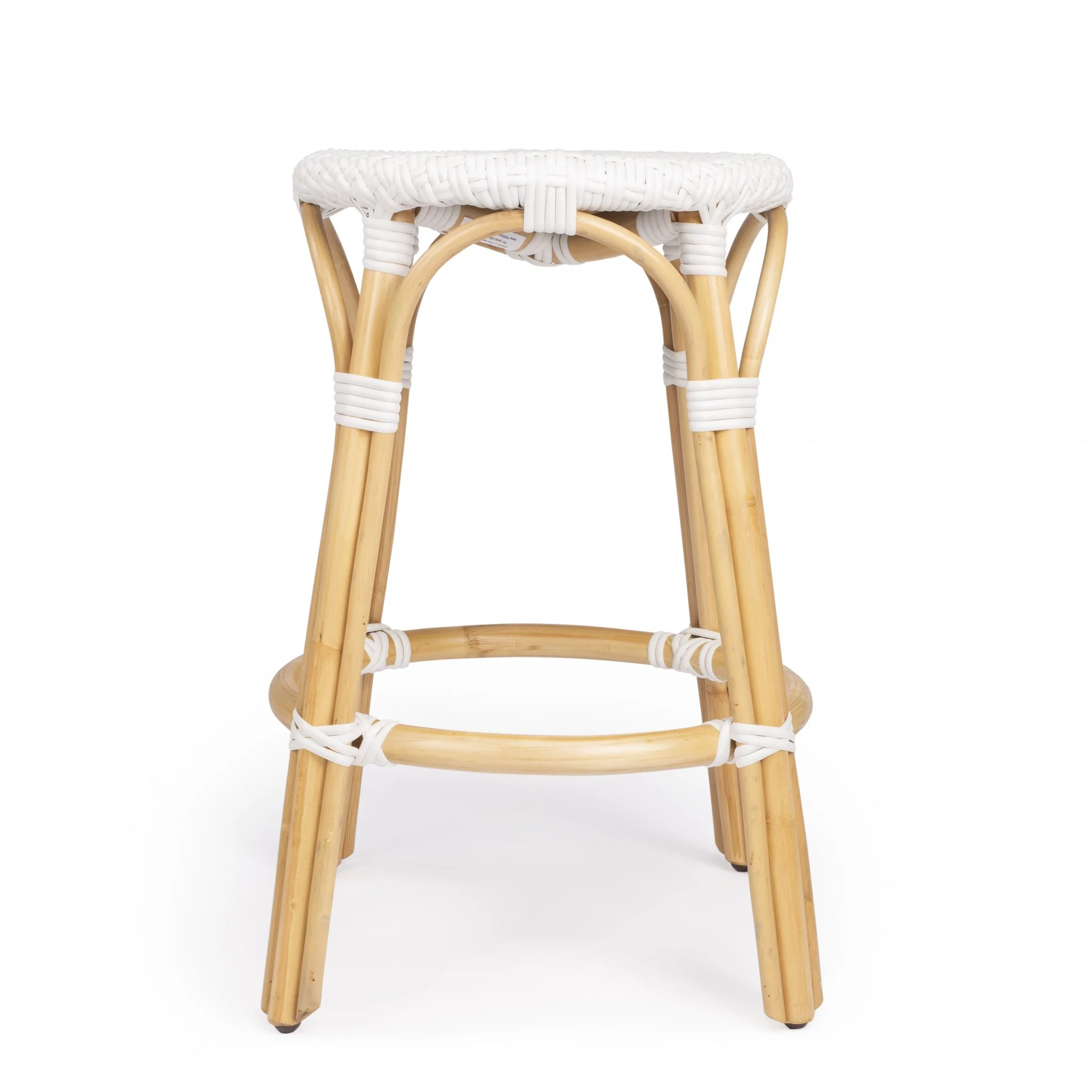 Midnight Blue And White Rattan Counter Stool By Homeroots - Image 20