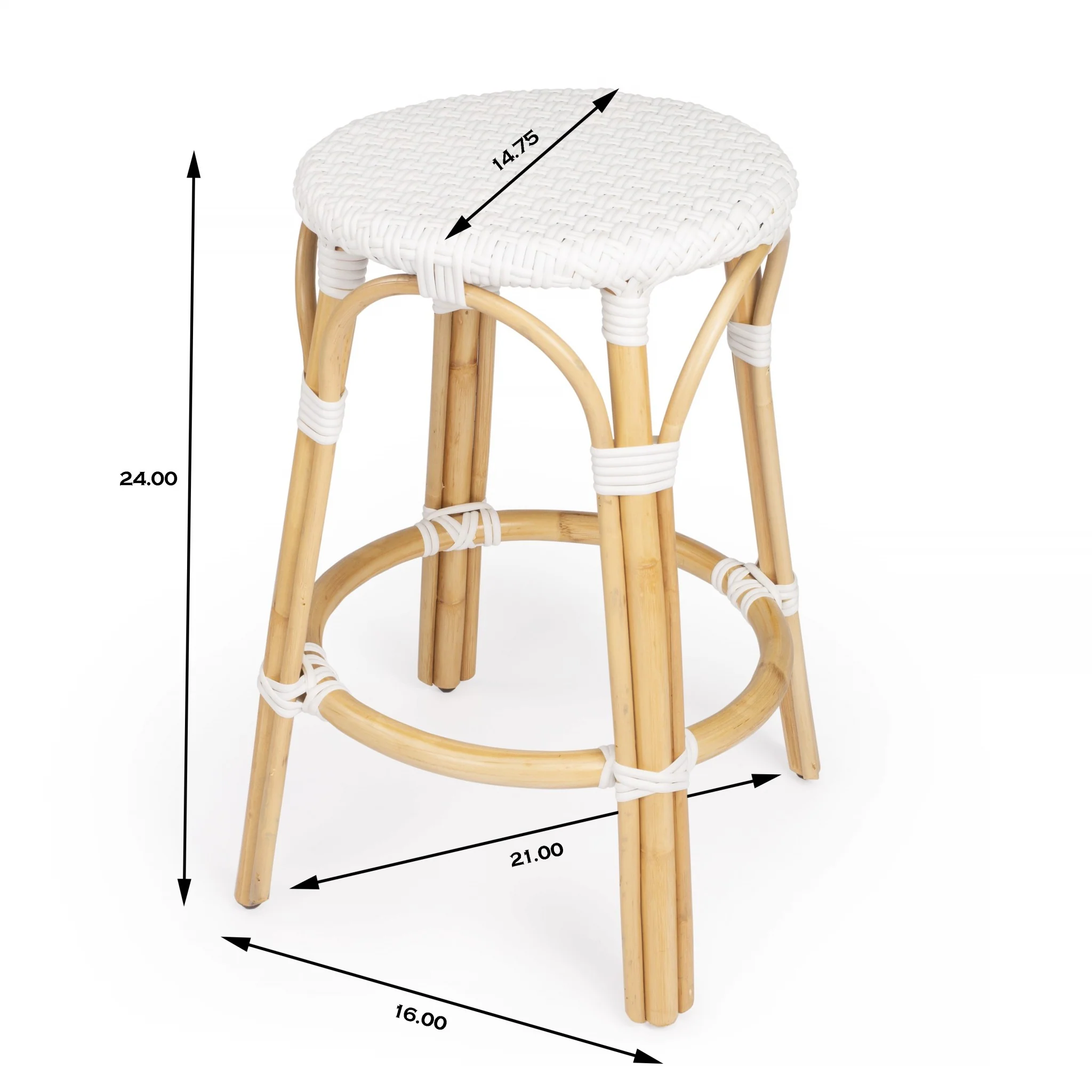 Midnight Blue And White Rattan Counter Stool By Homeroots - Image 24