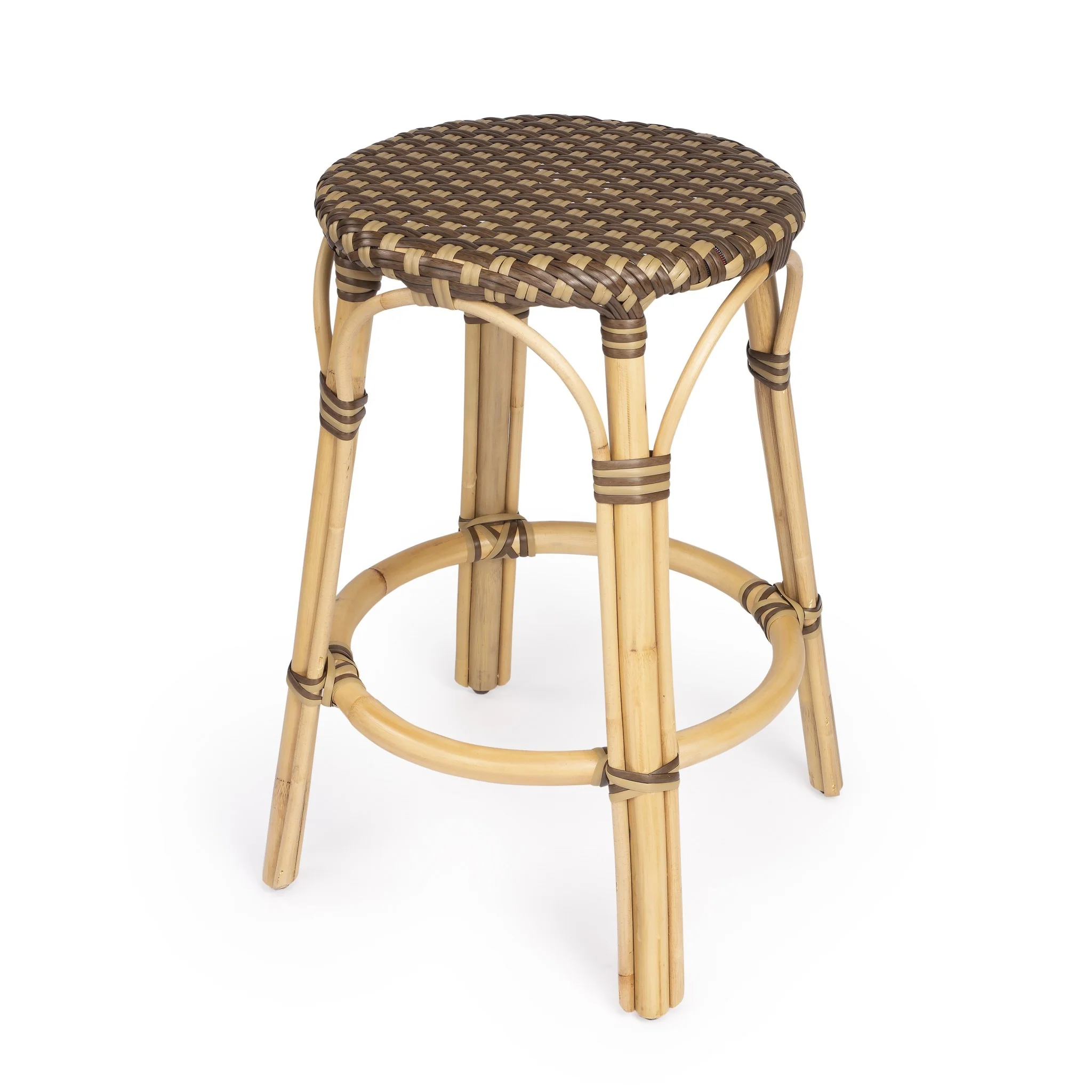 Midnight Blue And White Rattan Counter Stool By Homeroots - Image 25