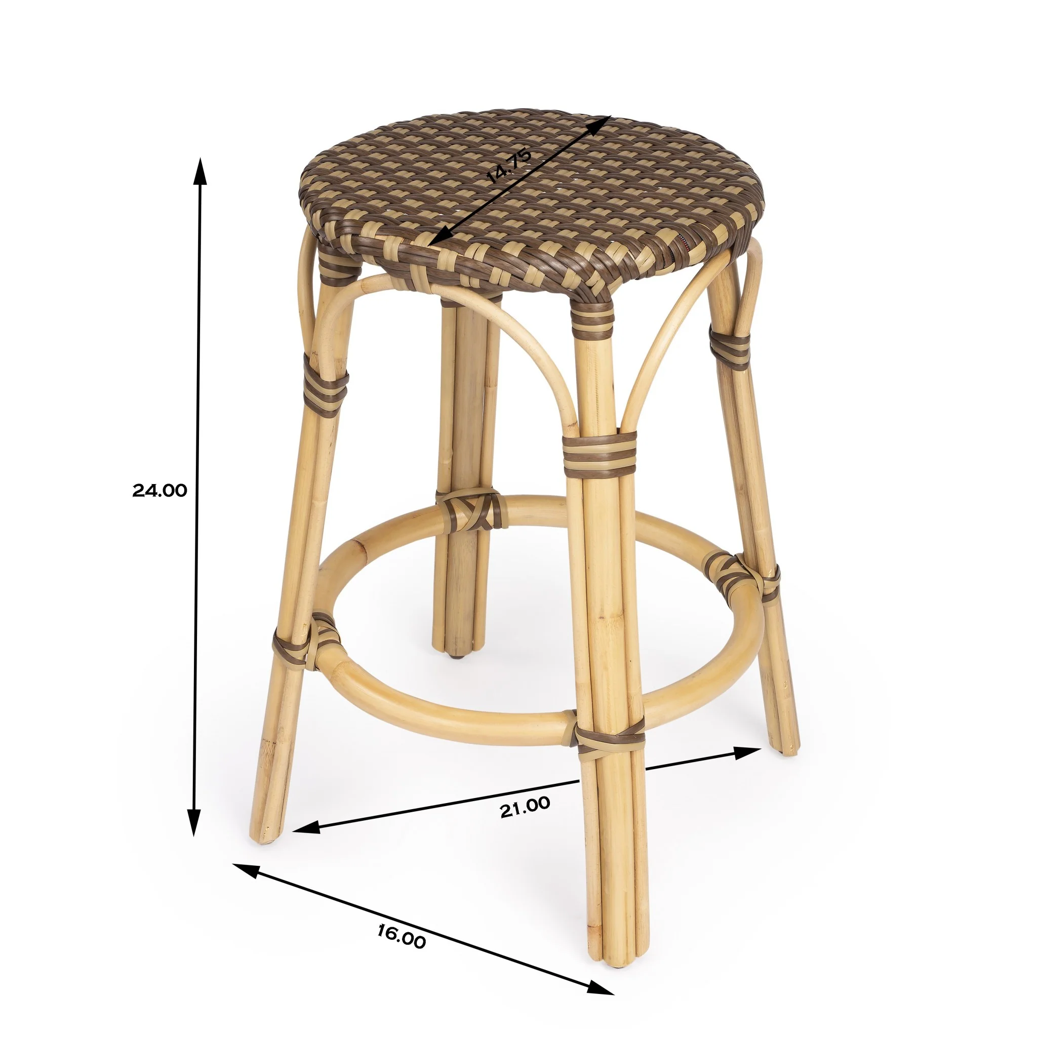 Midnight Blue And White Rattan Counter Stool By Homeroots - Image 31