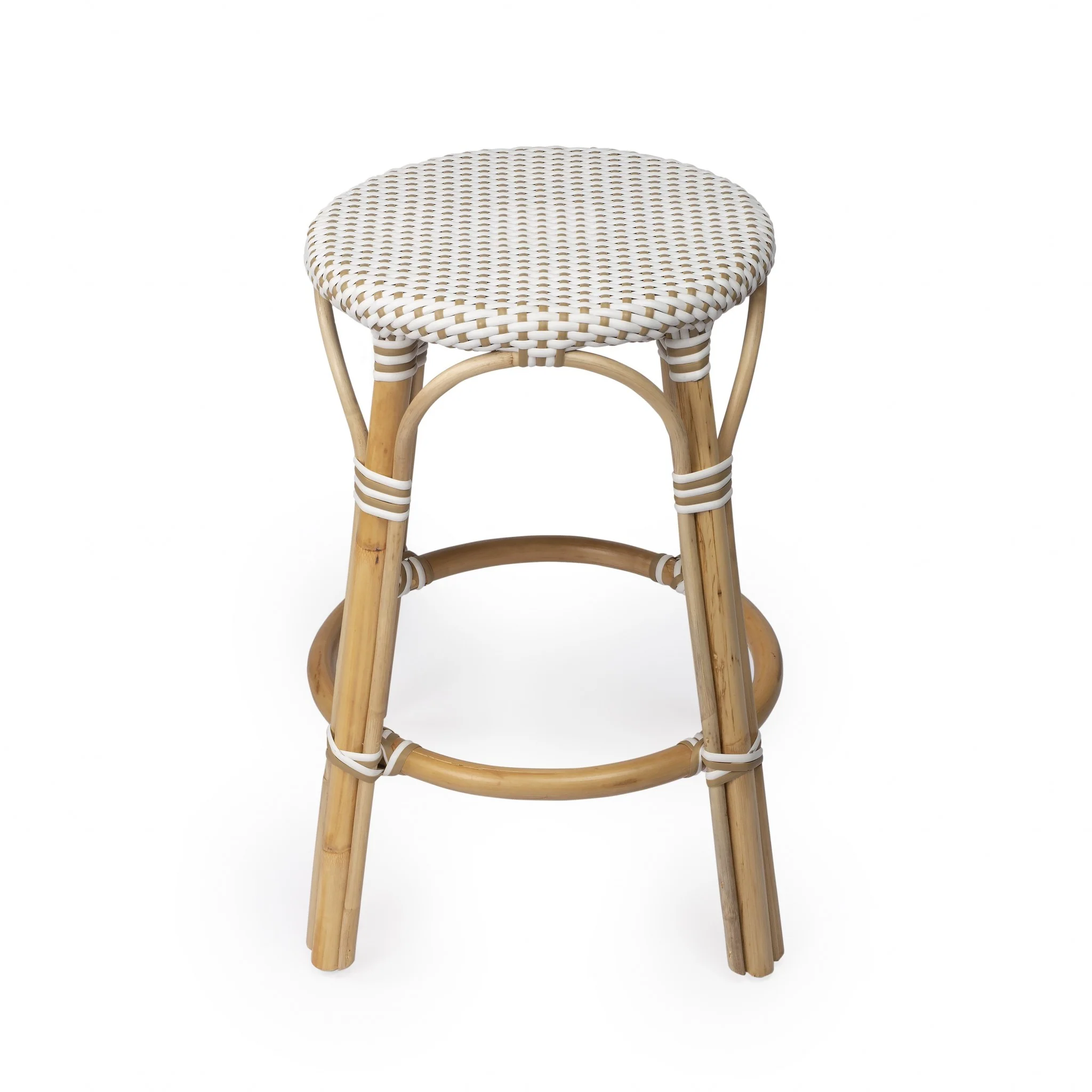 Midnight Blue And White Rattan Counter Stool By Homeroots - Image 33