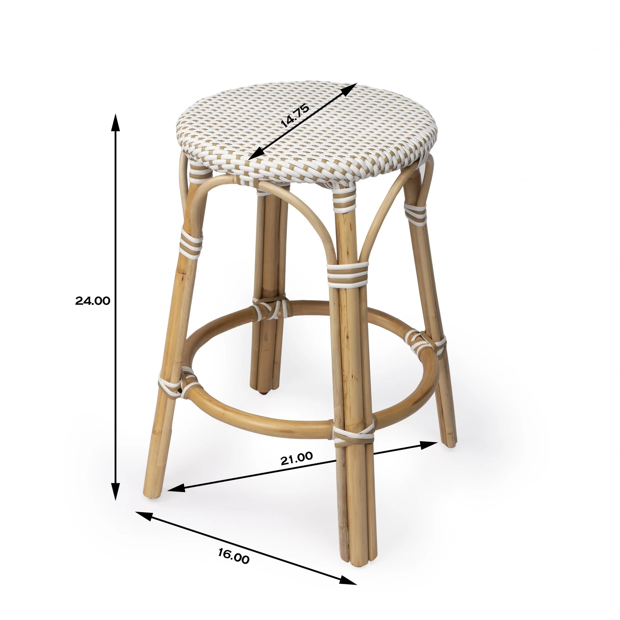 Midnight Blue And White Rattan Counter Stool By Homeroots - Image 39