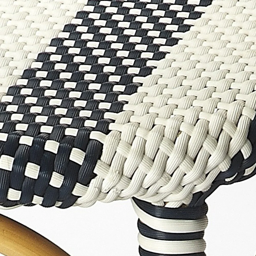 Midnight Blue And White Rattan Counter Stool By Homeroots - Image 5