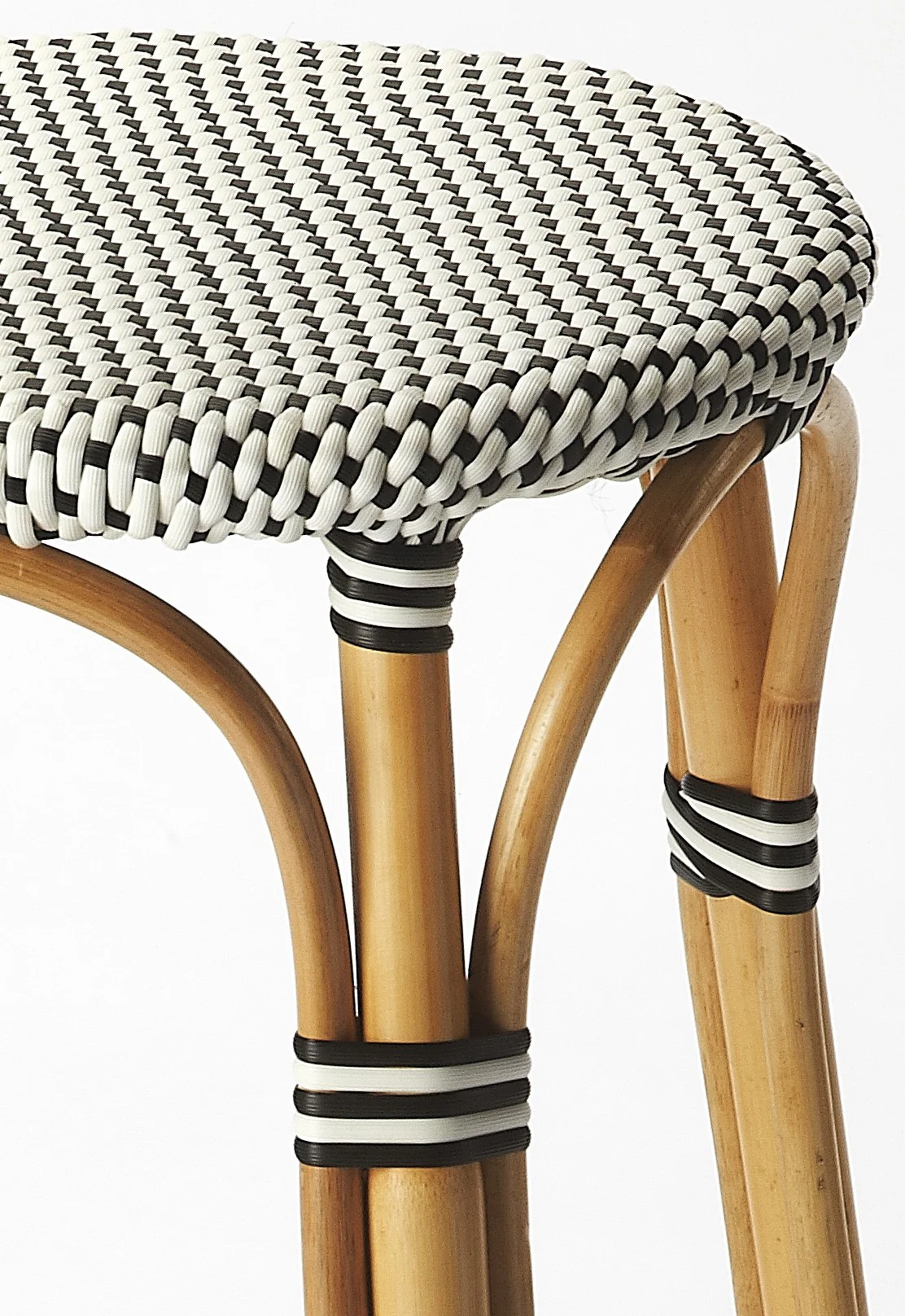 Midnight Blue And White Rattan Counter Stool By Homeroots - Image 7