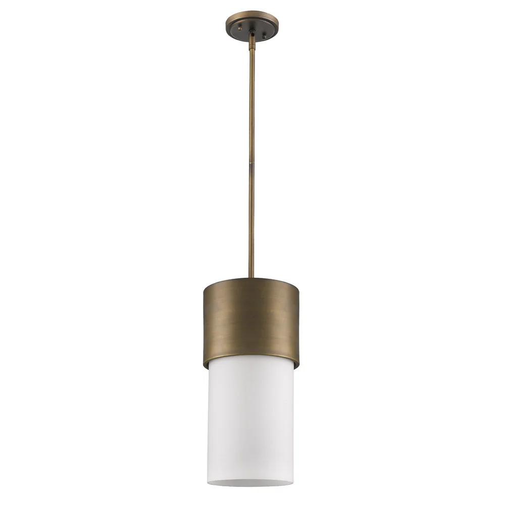 Midtown 1-Light Raw Brass Pendant With Frosted Glass Shade By Homeroots - Image 2