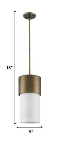 Midtown 1-Light Raw Brass Pendant With Frosted Glass Shade By Homeroots - Image 5