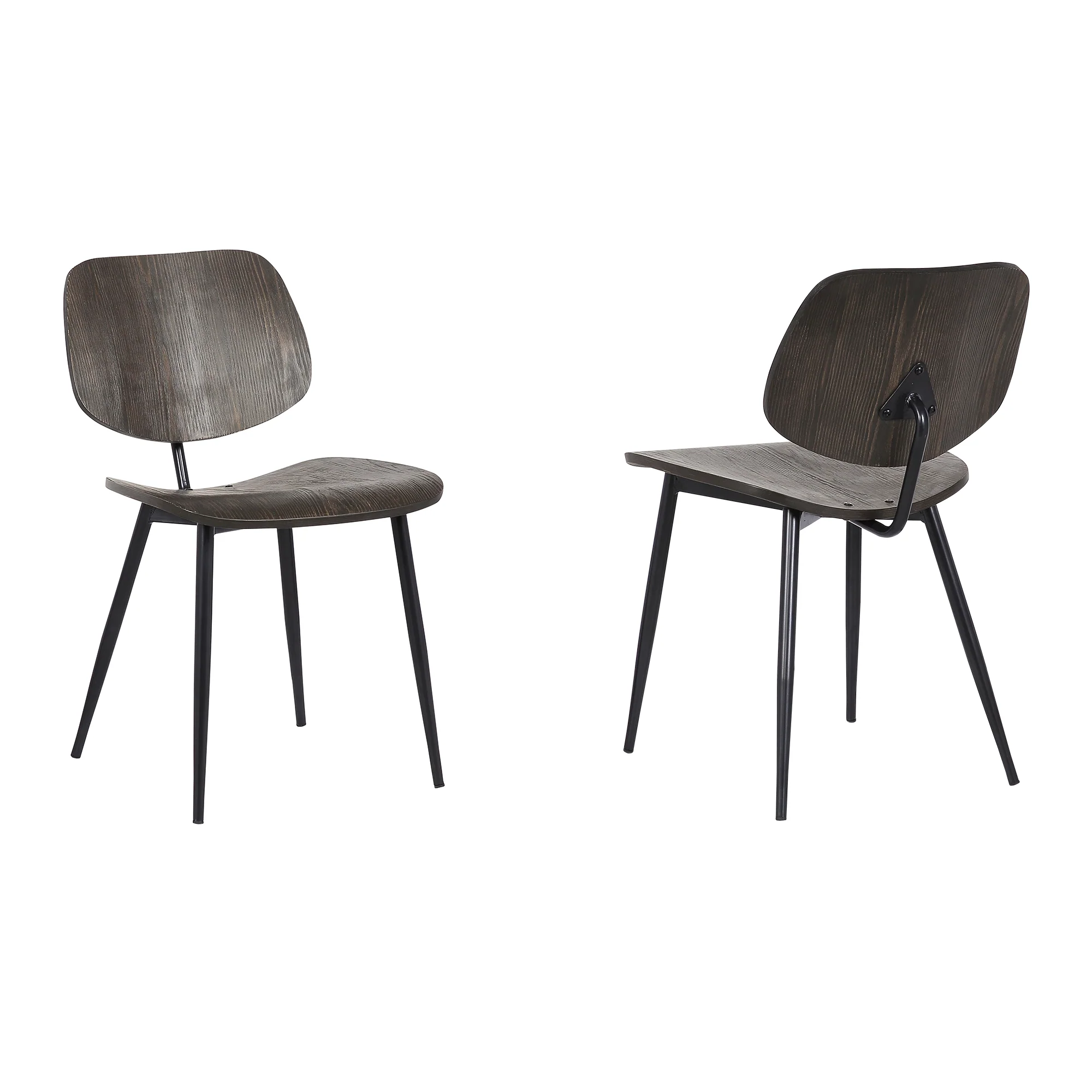 Miki Mid-Century Black and Walnut Wood Dining Accent Chairs (Set of 2) By Armen Living - Image 2