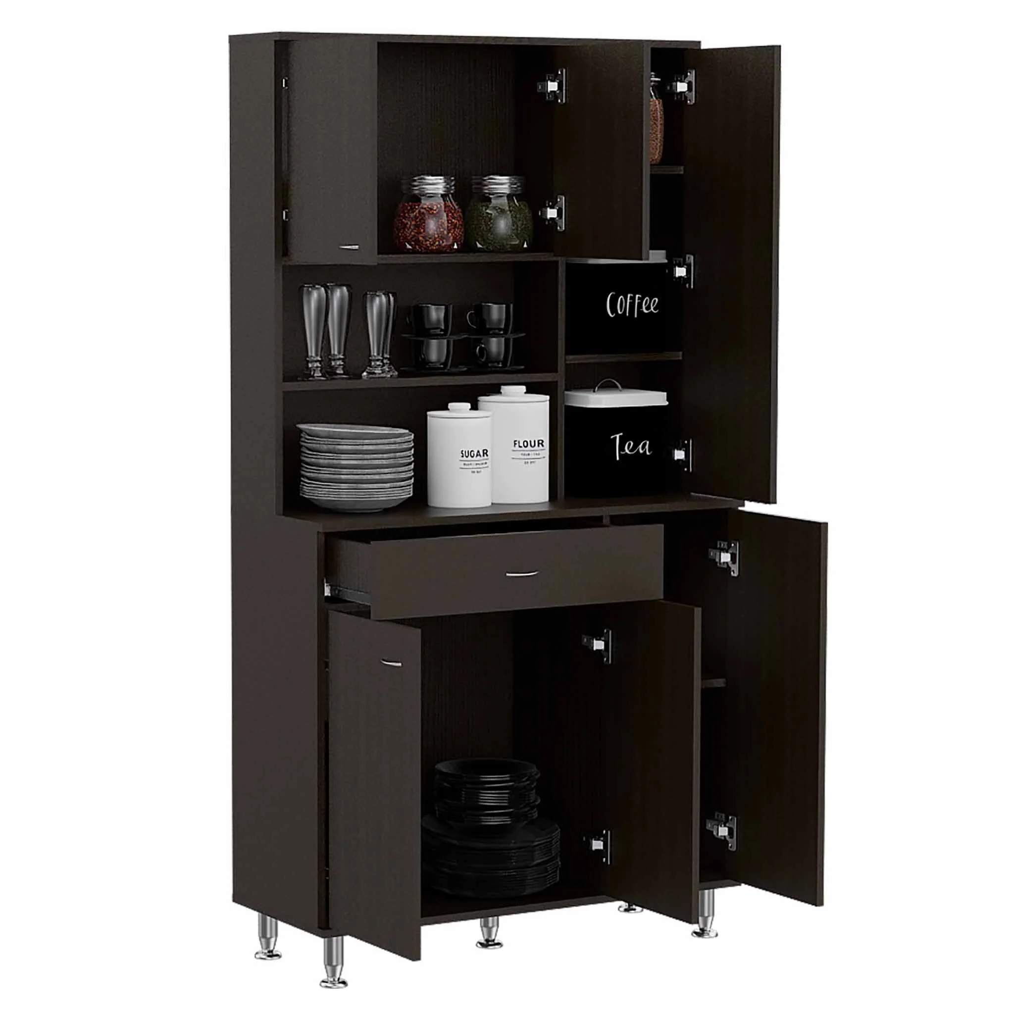 Milano White Pantry Cabinet By Homeroots - Image 12