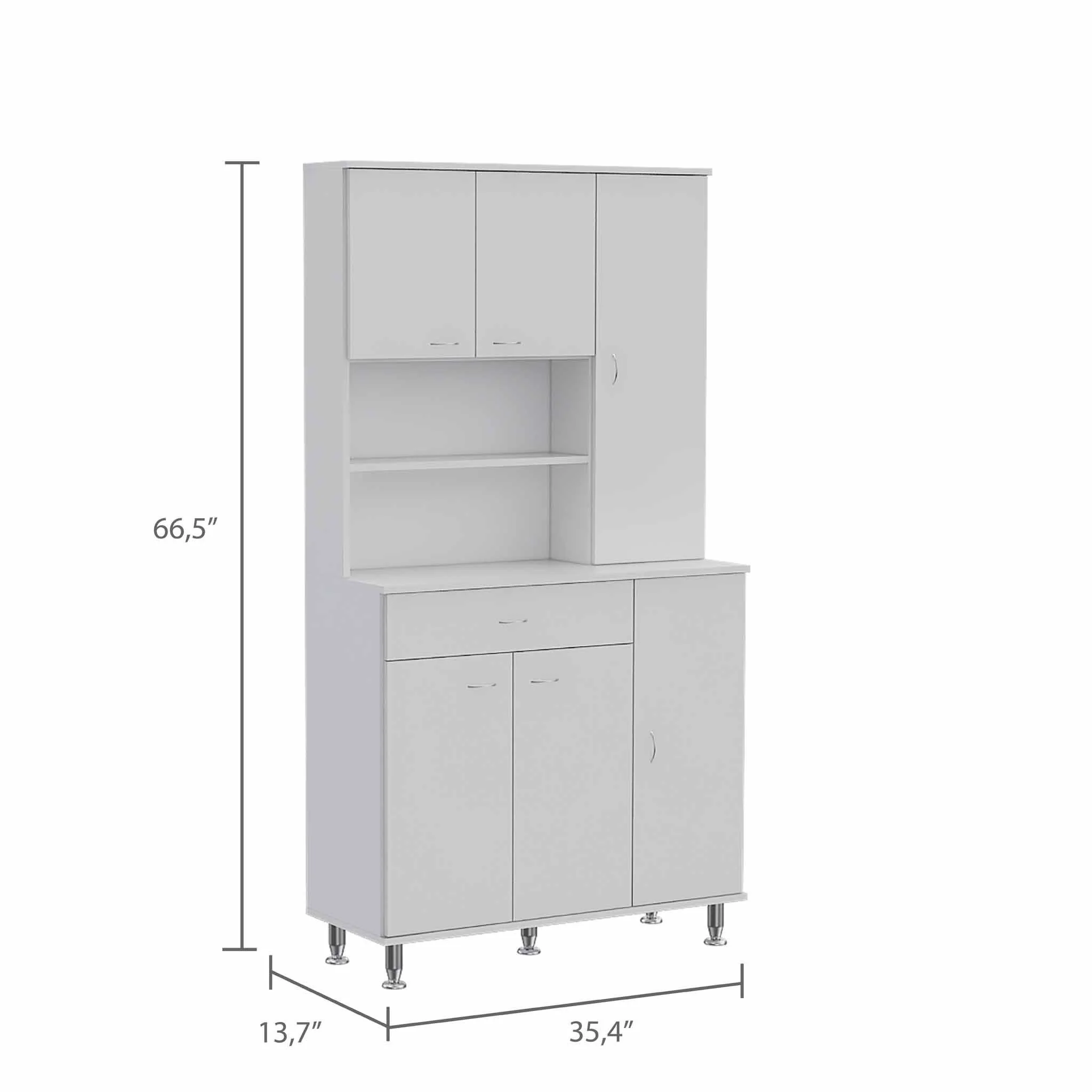 Milano White Pantry Cabinet By Homeroots - Image 3