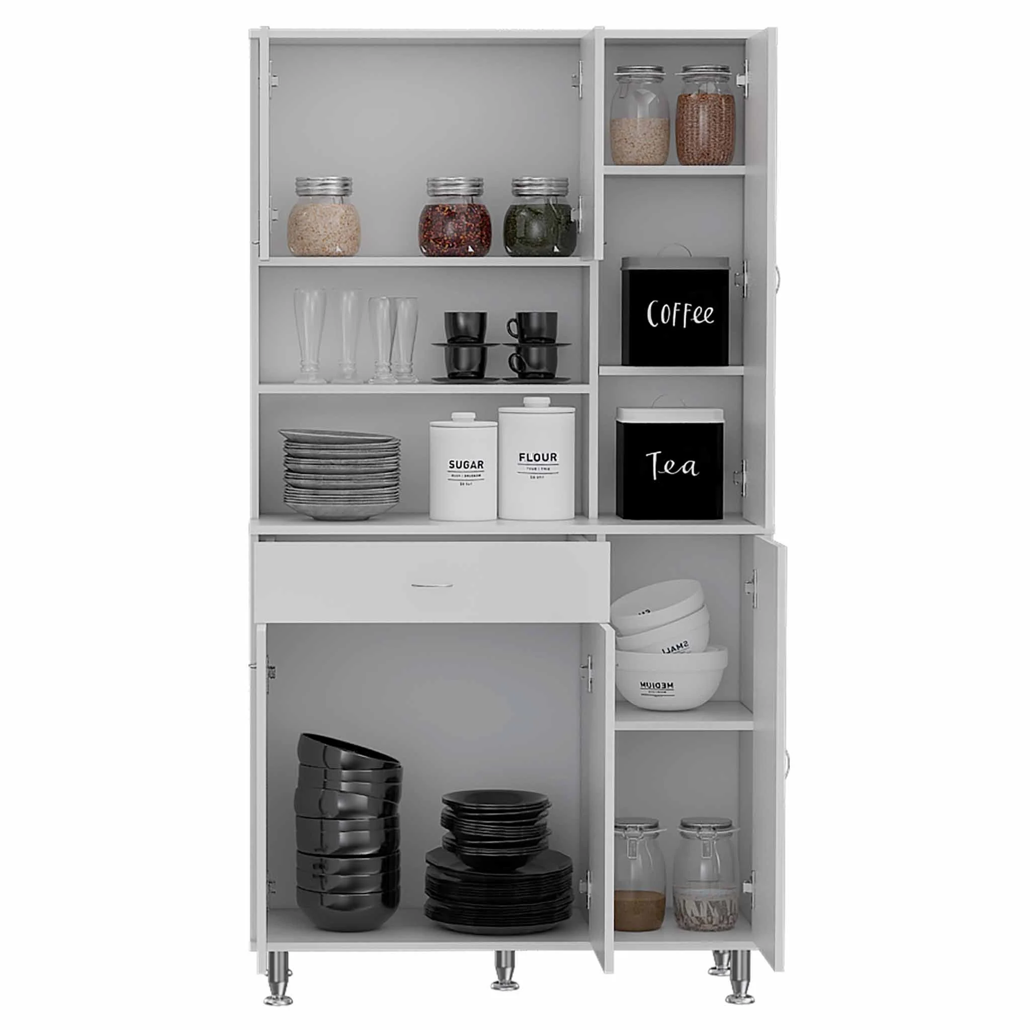 Milano White Pantry Cabinet By Homeroots - Image 6