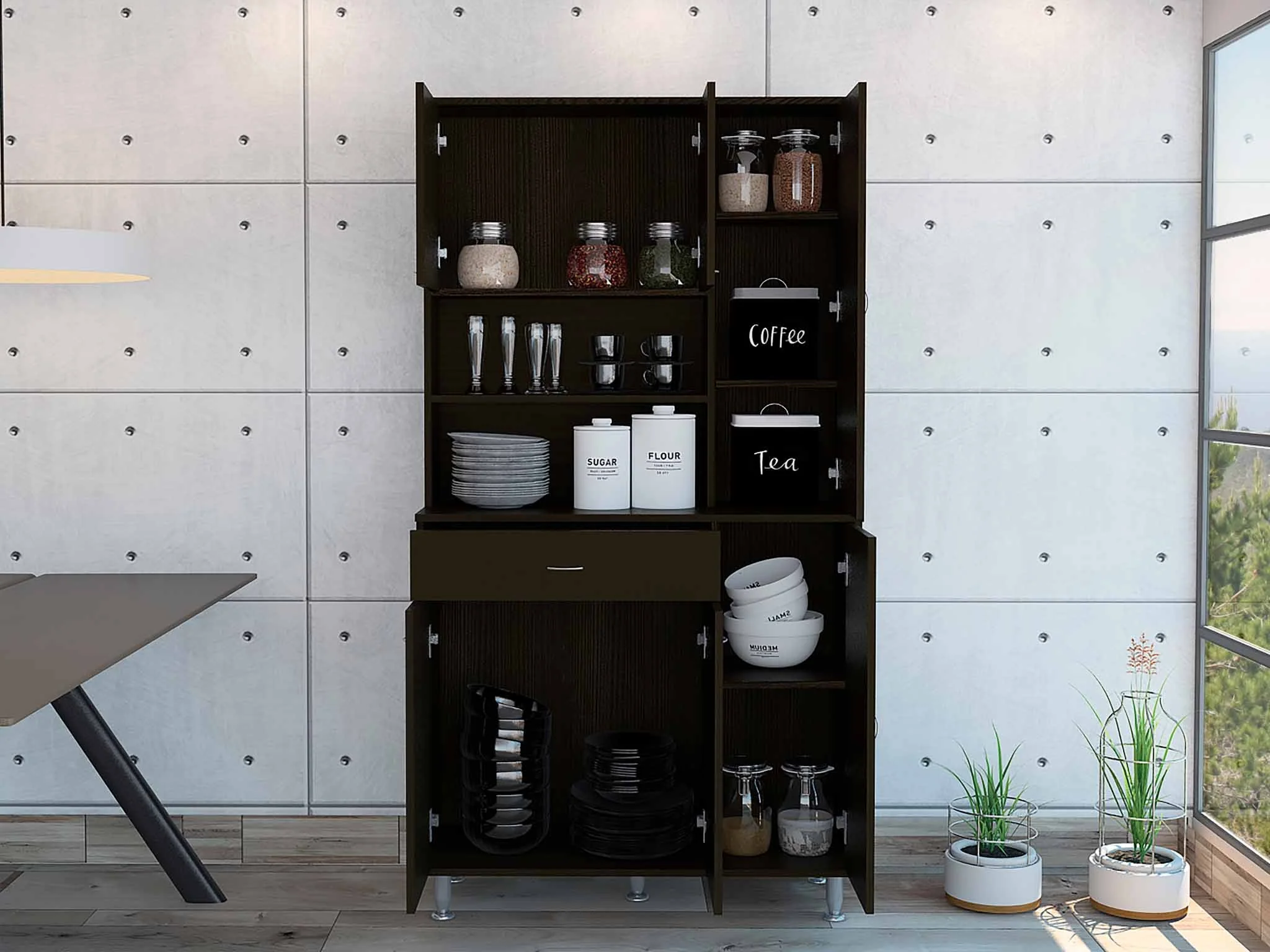 Milano White Pantry Cabinet By Homeroots - Image 7