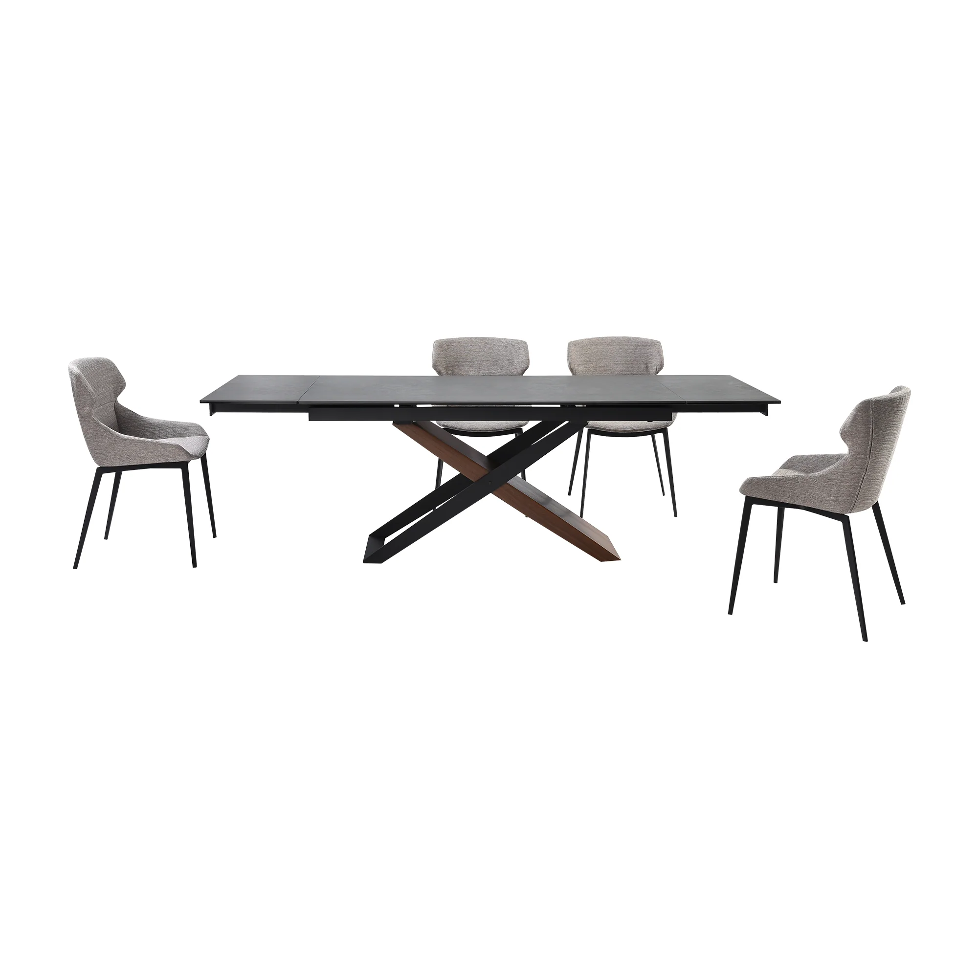 Milena Kenna 5 Piece Dining Set with Gray Fabric Chairs By Armen Living - Image 2