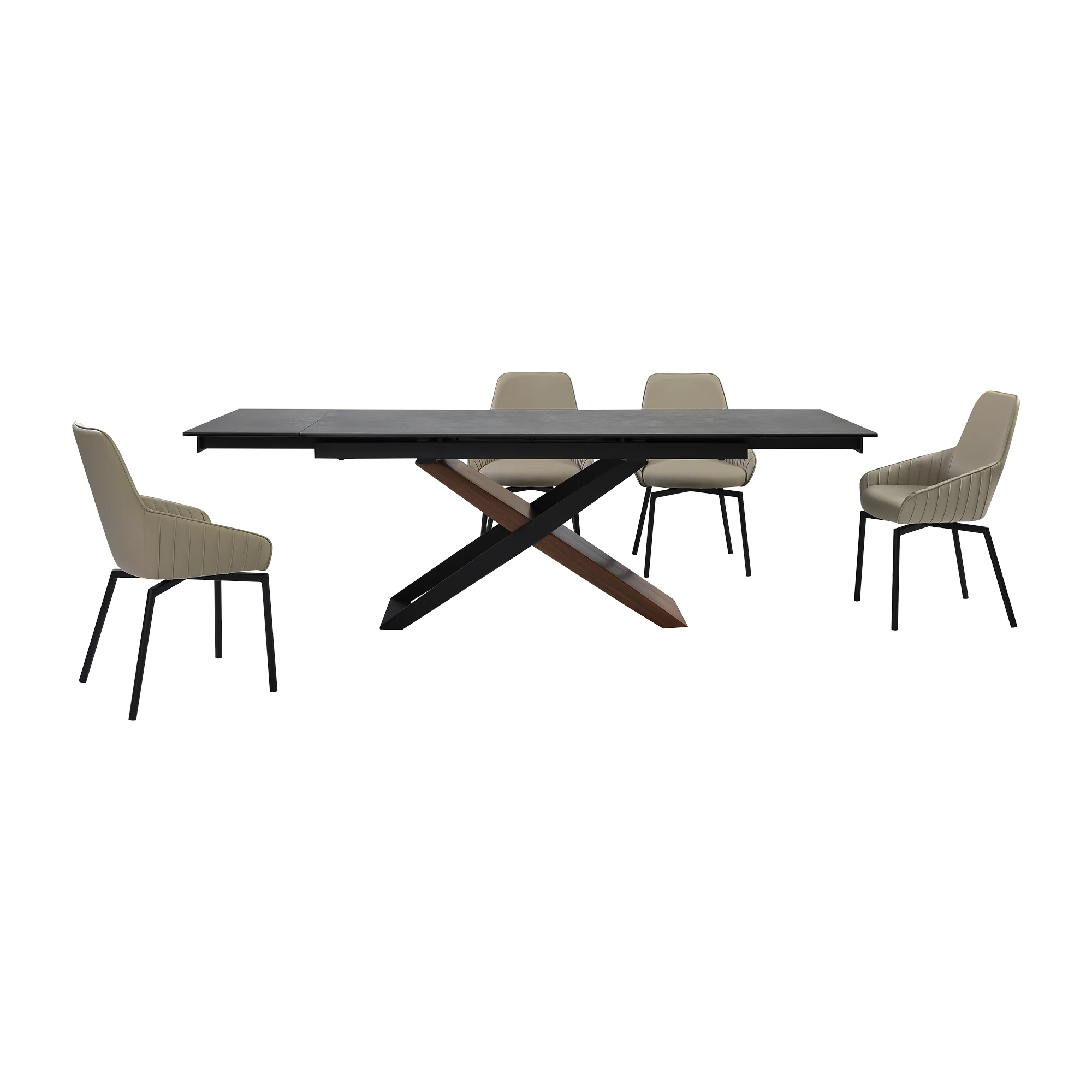 Milena Shilo 5 Piece Extendable Dining Set with Taupe Gray Faux Leather Chairs By Armen Living - Image 2
