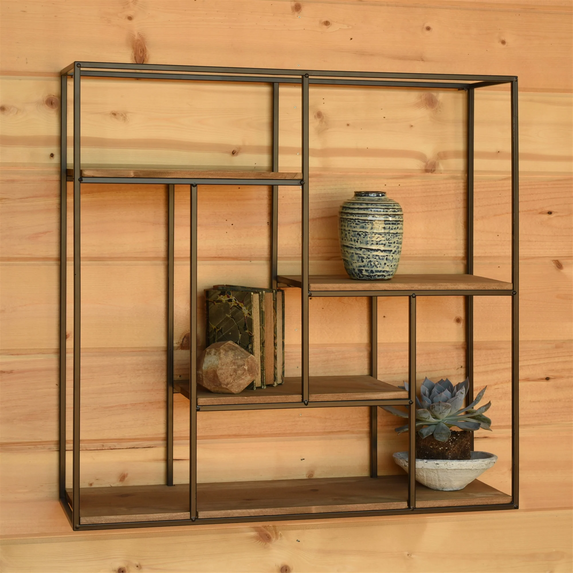 Mills Shelf, Wood and Iron - Black & Wood By HomArt - Image 2