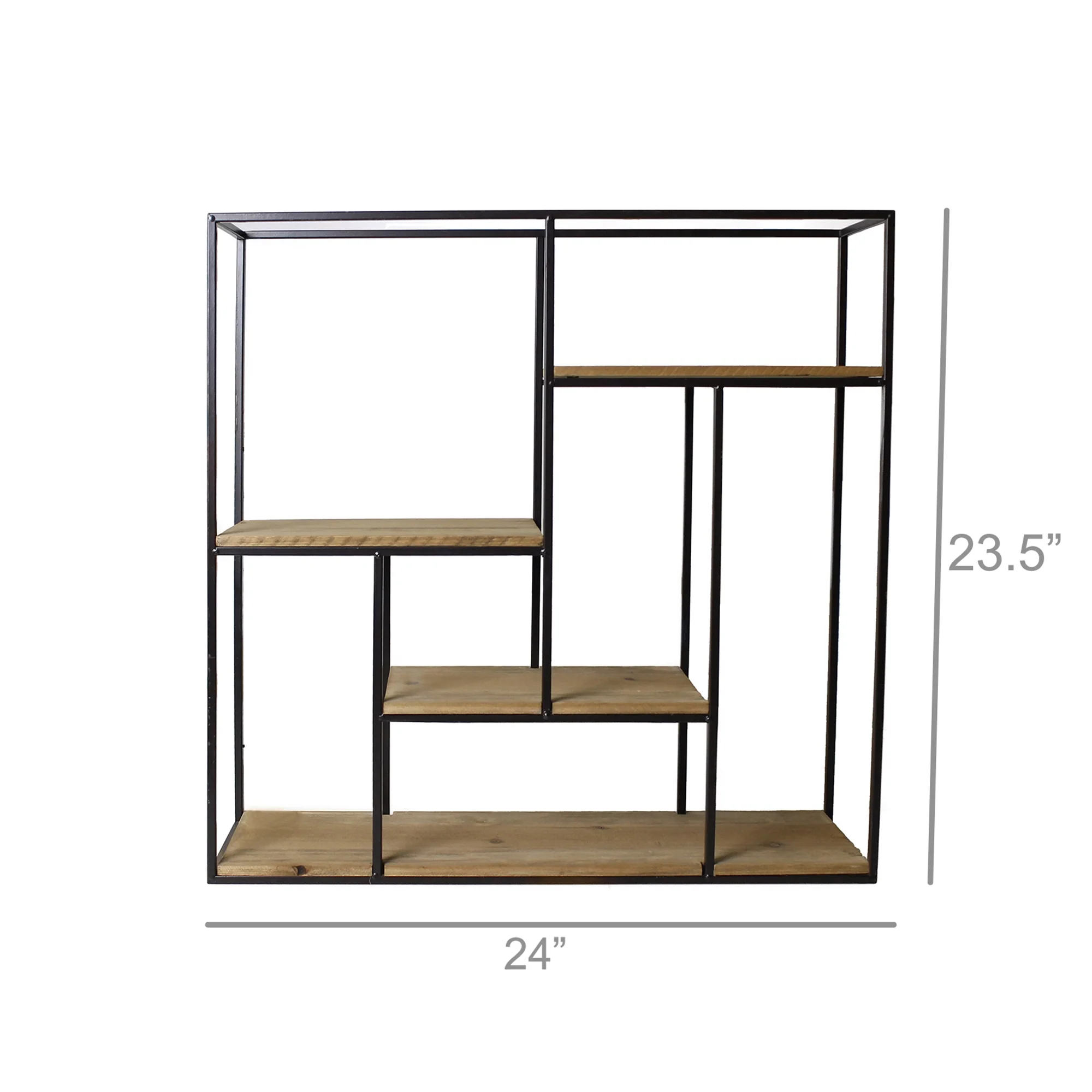 Mills Shelf, Wood and Iron - Black & Wood By HomArt - Image 4