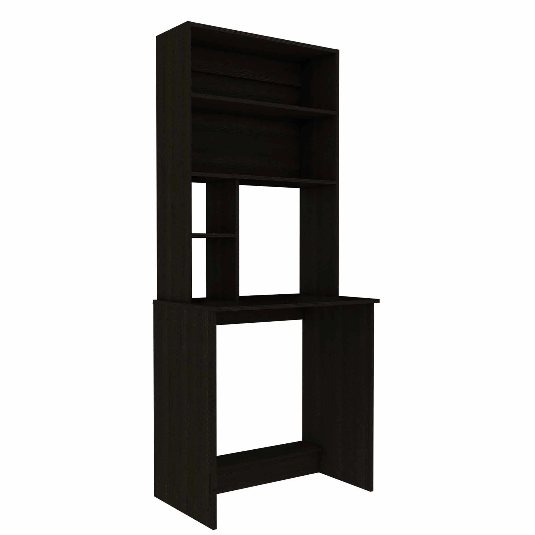 Milo Black Computer Desk with Hutch By Homeroots - Image 5