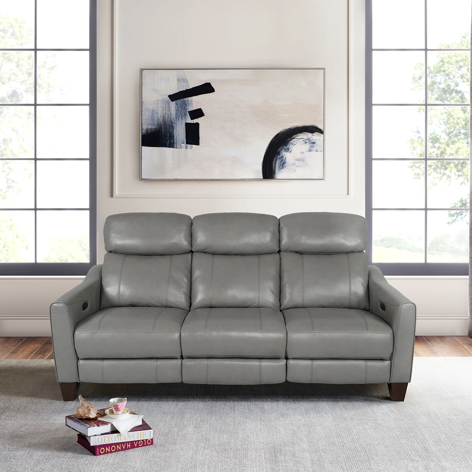 Milos 83" Zero Gravity Power Reclining Sofa in Chocolate Leather By Armen Living - Image 12