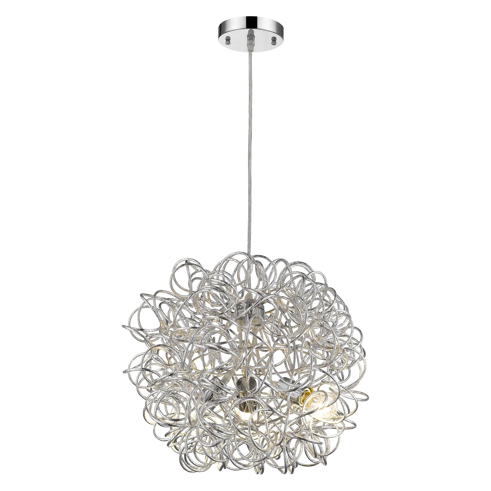 Mingle 3-Light Polished Chrome Pendant With Faceted Chrome Aluminum Wire Shade By Homeroots - Image 2
