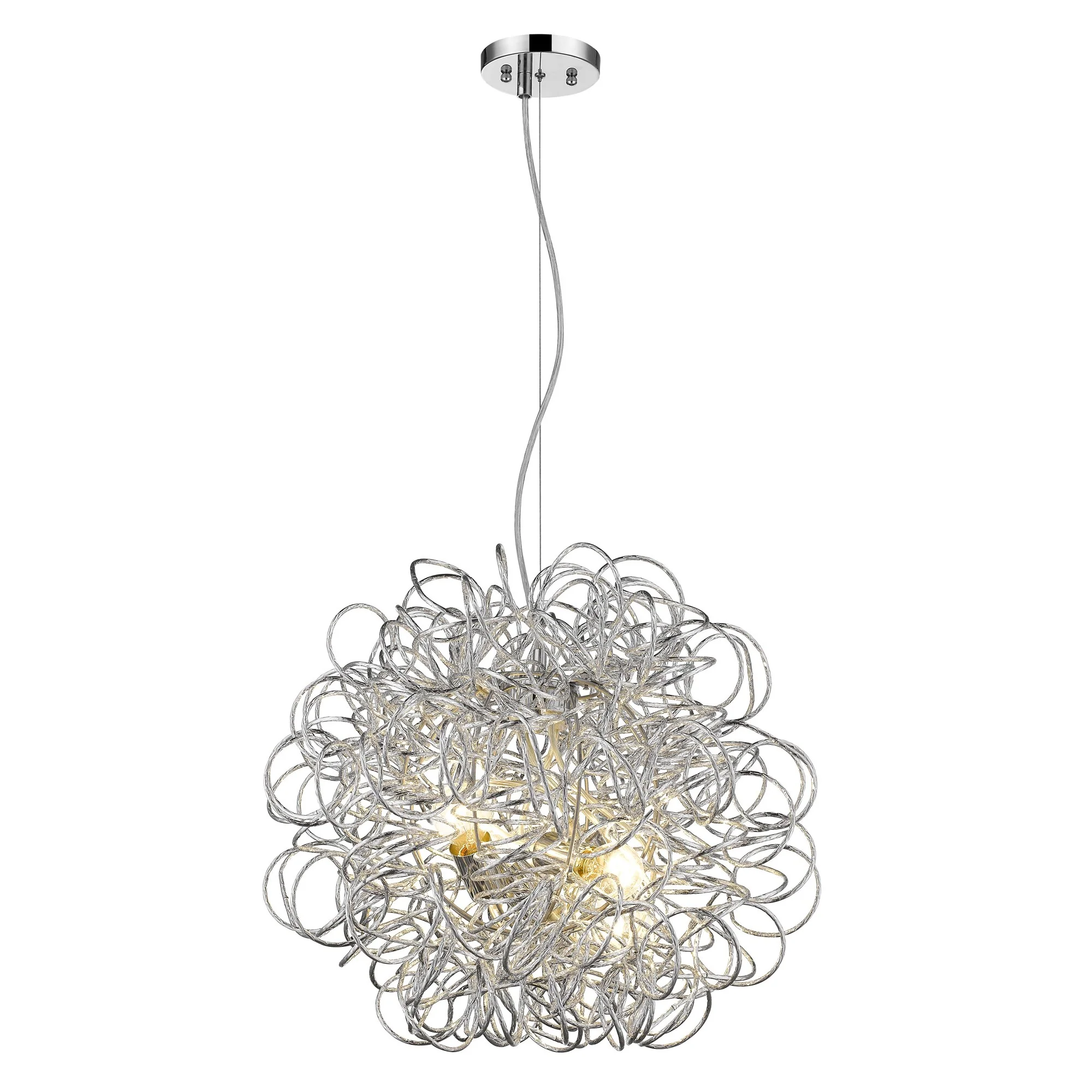 Mingle 4-Light Polished Chrome Pendant With Faceted Chrome Aluminum Wire Shade By Homeroots - Image 2