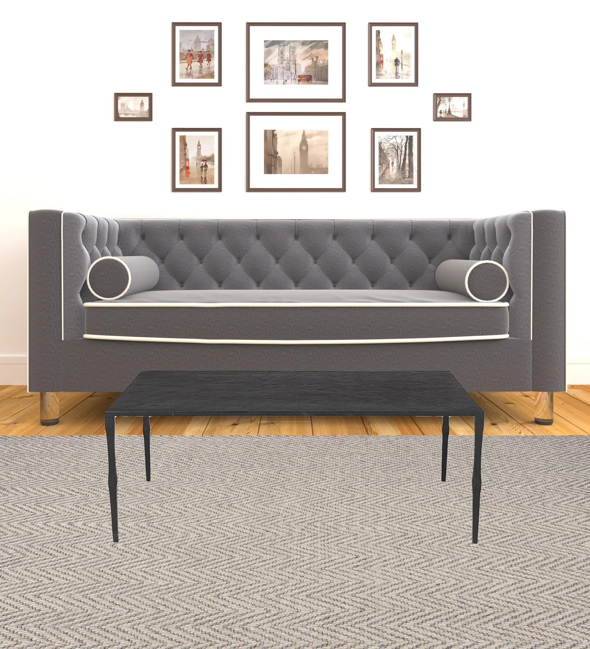 Minimal Black Iron Rectangular Coffee Table By Homeroots - Image 6