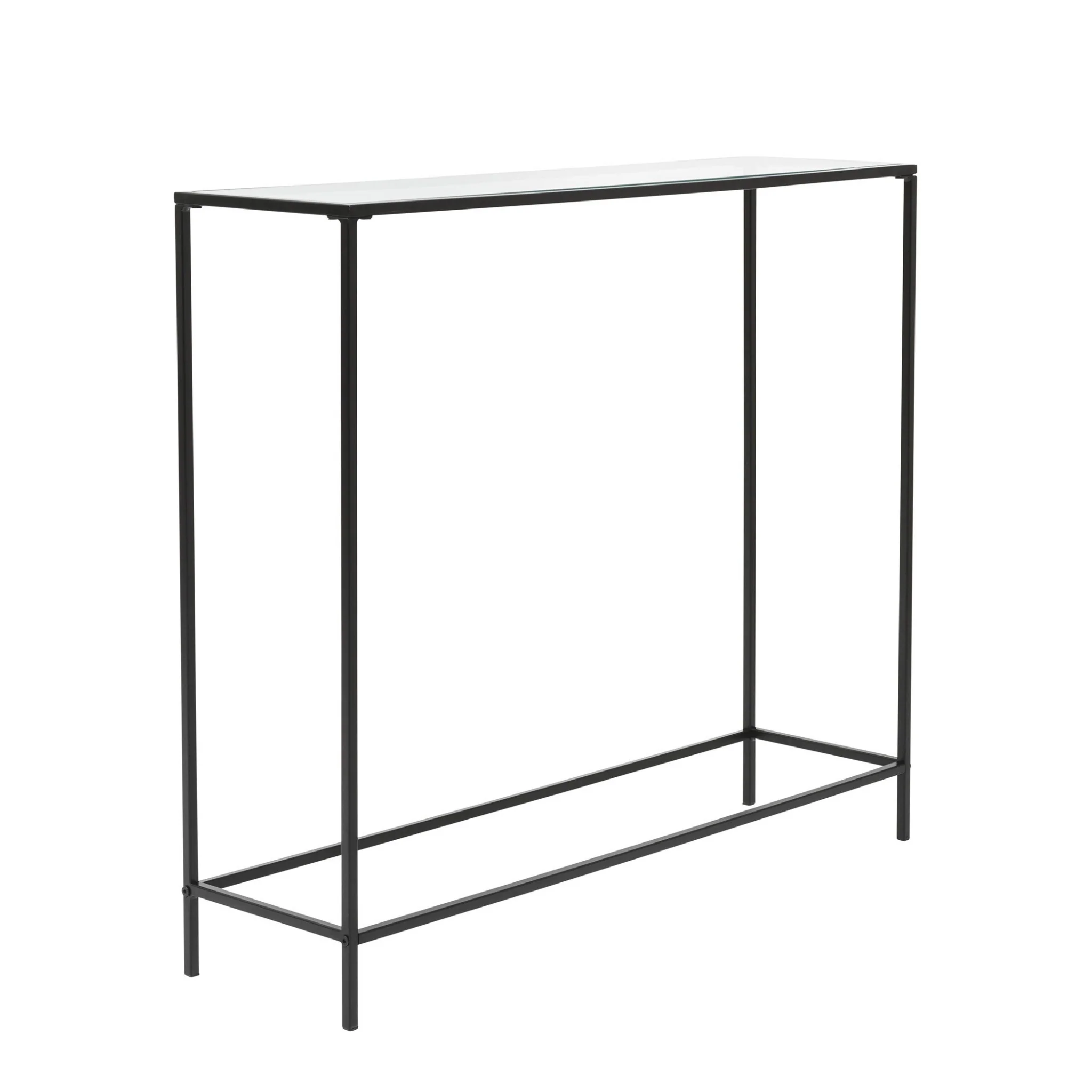 Minimalist Clear Glass and Black Console Table By Homeroots - Image 2