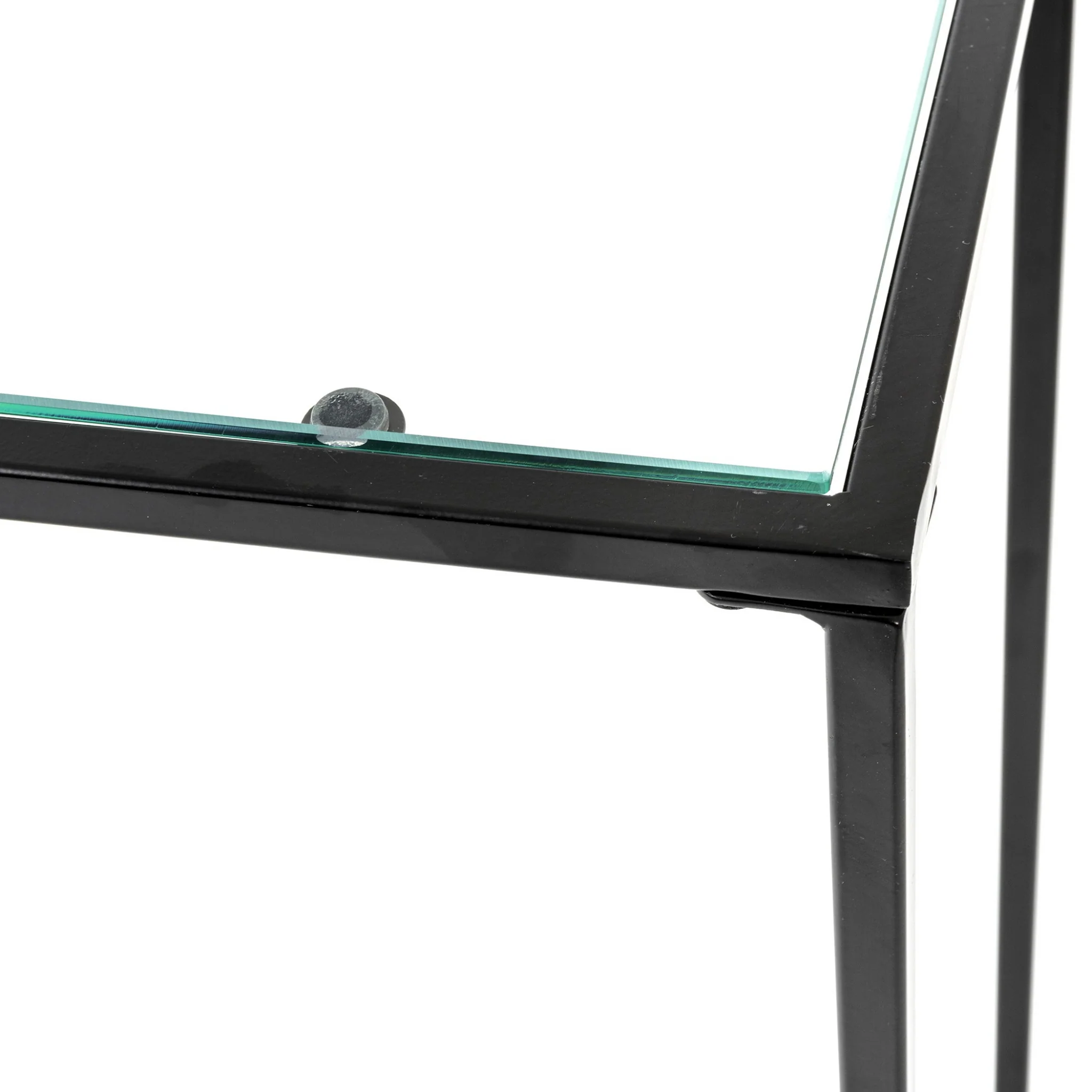 Minimalist Clear Glass and Black Console Table By Homeroots - Image 4