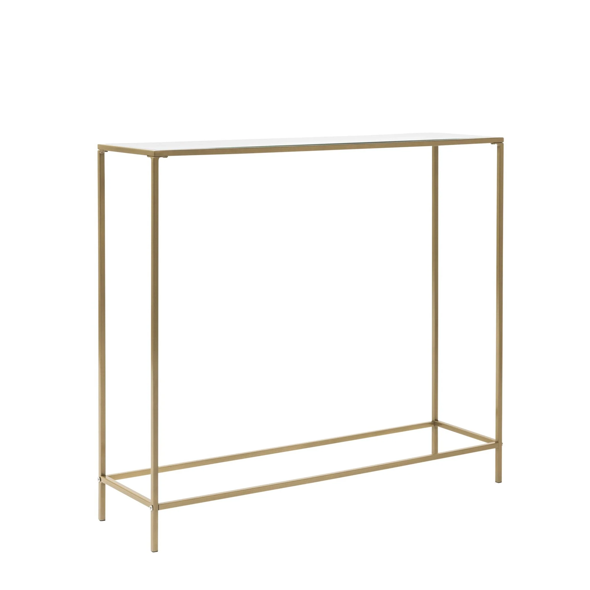Minimalist Clear Glass and Gold Console Table By Homeroots - Image 2